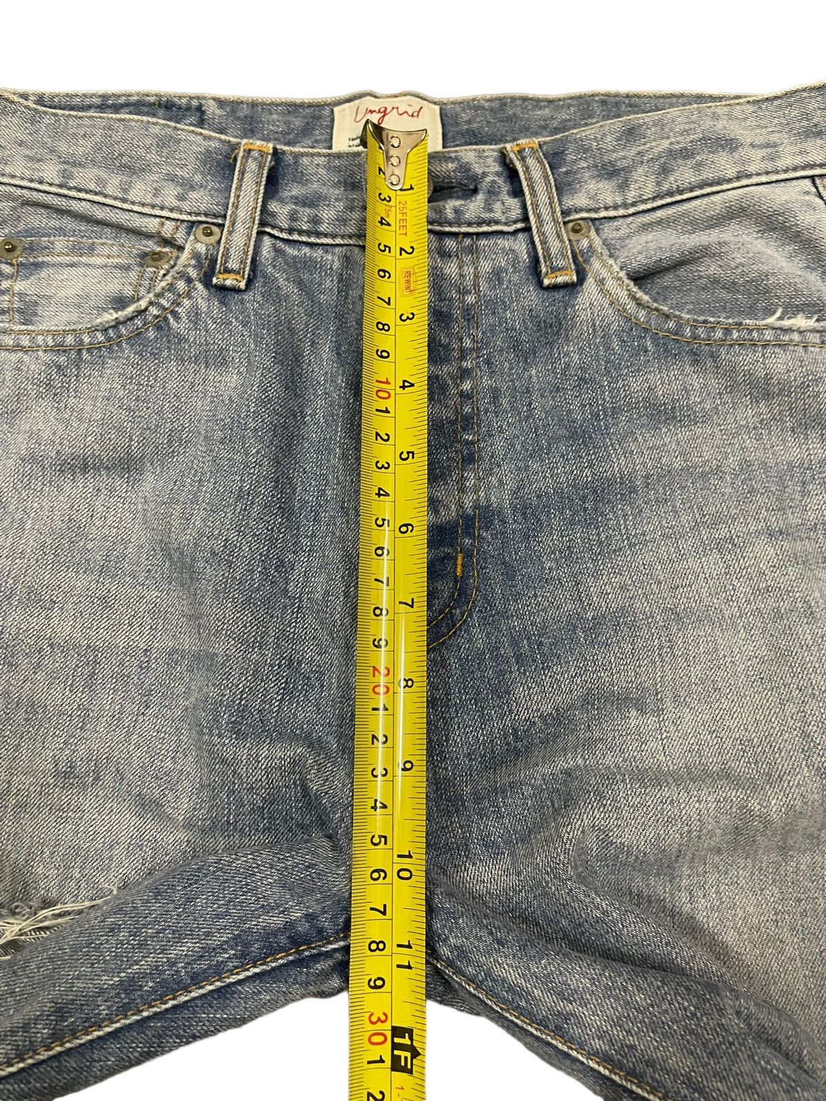 In The Attic Vintage Japanese Brand Blue Wash Distressed Flare Jeans Size US 28 / EU 44 - 14 Thumbnail