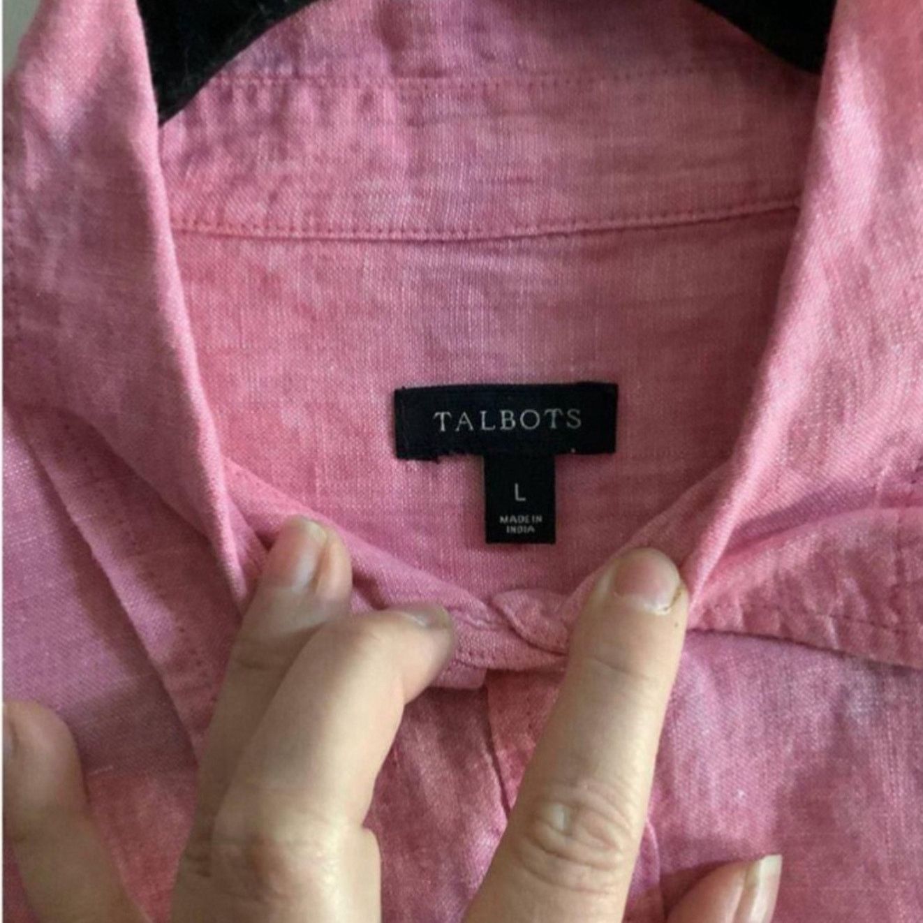 Other Classic Linen Button-Up Shirt Pink Talbots Large Size L / US 10 / IT 46 - 3 Thumbnail