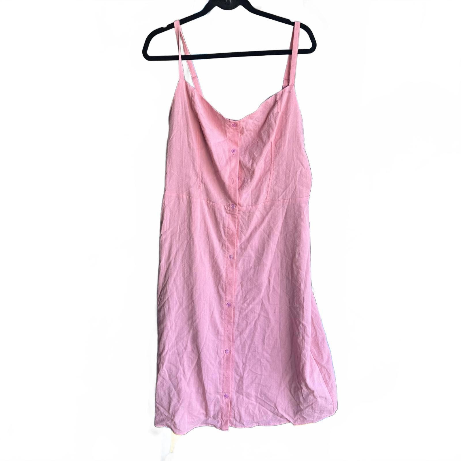 Designer Kittenish Pink Linen Slip Dress - Size XL Size XL / US 12-14 / IT 48-50 - 1 Thumbnail