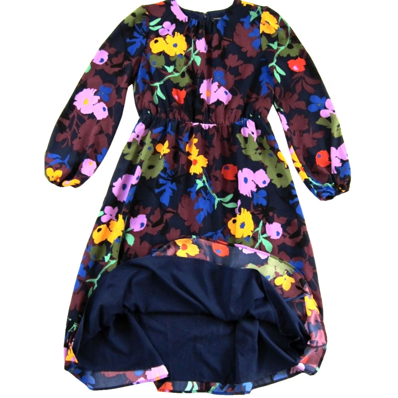 Vintage Halogen Blue Pink Green Yellow Red Floral Long Sleeve Sheath Midi Dress Medium Size M / US 6-8 / IT 42-44 - 5 Thumbnail