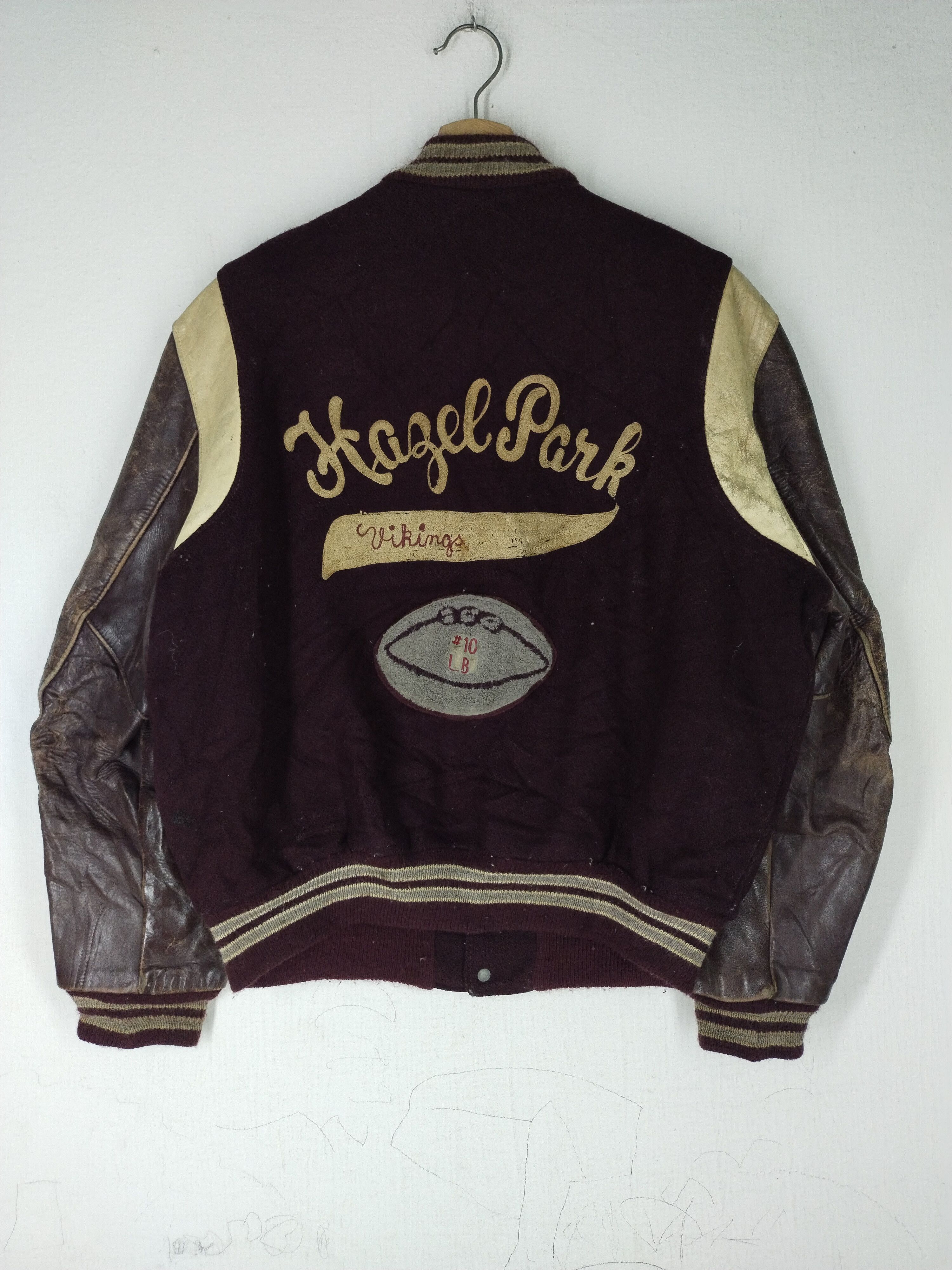 Vintage Rare Vintage Hagel Park Varsity Leather Wool Jacket Size US L / EU 52-54 / 3 - 9 Thumbnail