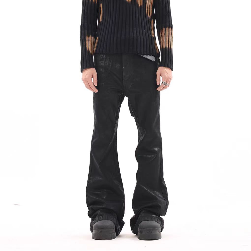 Japanese Brand × Jean Vintage Coated Flutter Micro Flare Hip Hop Jeans Size US 34 / EU 50 - 3 Thumbnail