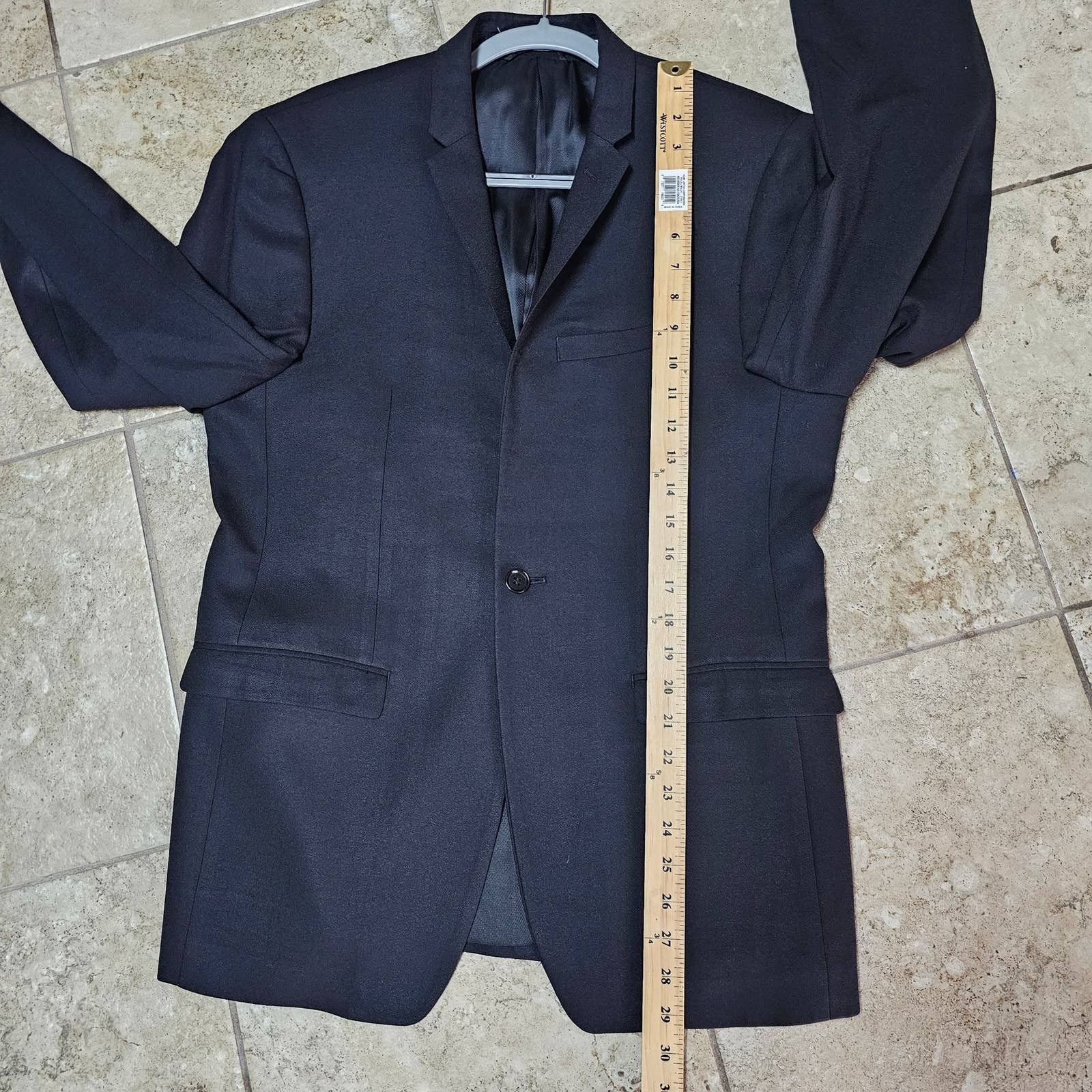 DKNY DKNY Mens One Button Notched Collar Black Wool Blazer sz 40R Size 40R - 8 Thumbnail