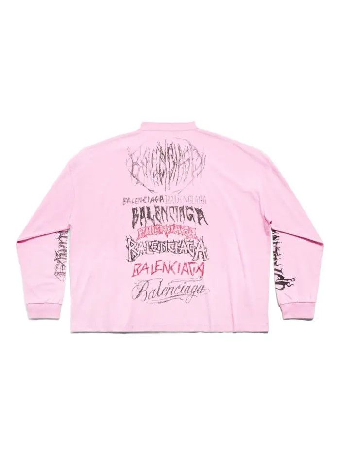 Balenciaga o1bcso1str0226 DIY Metal Long Sleeve T-Shirt Medium Fit Pink Size US S / EU 44-46 / 1 - 5 Thumbnail