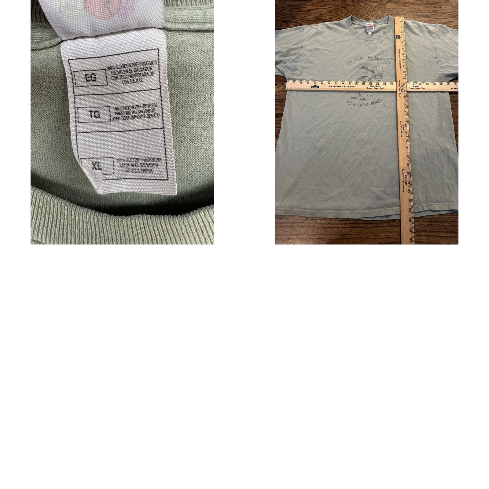 Fruit Of The Loom Vtg Simpsons Ralph Wiggum XL Shirt I’m Going To Take Out Your Liver Bones Y2K Green Cotton Unisex XL T-Shirt Size US XL / EU 56 / 4 - 8 Thumbnail
