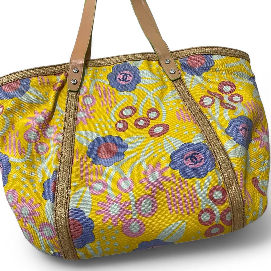 Chanel Chanel - Summer Tote Handbag Flora Yellow Brown Vintage Size ONE SIZE - 6 Thumbnail