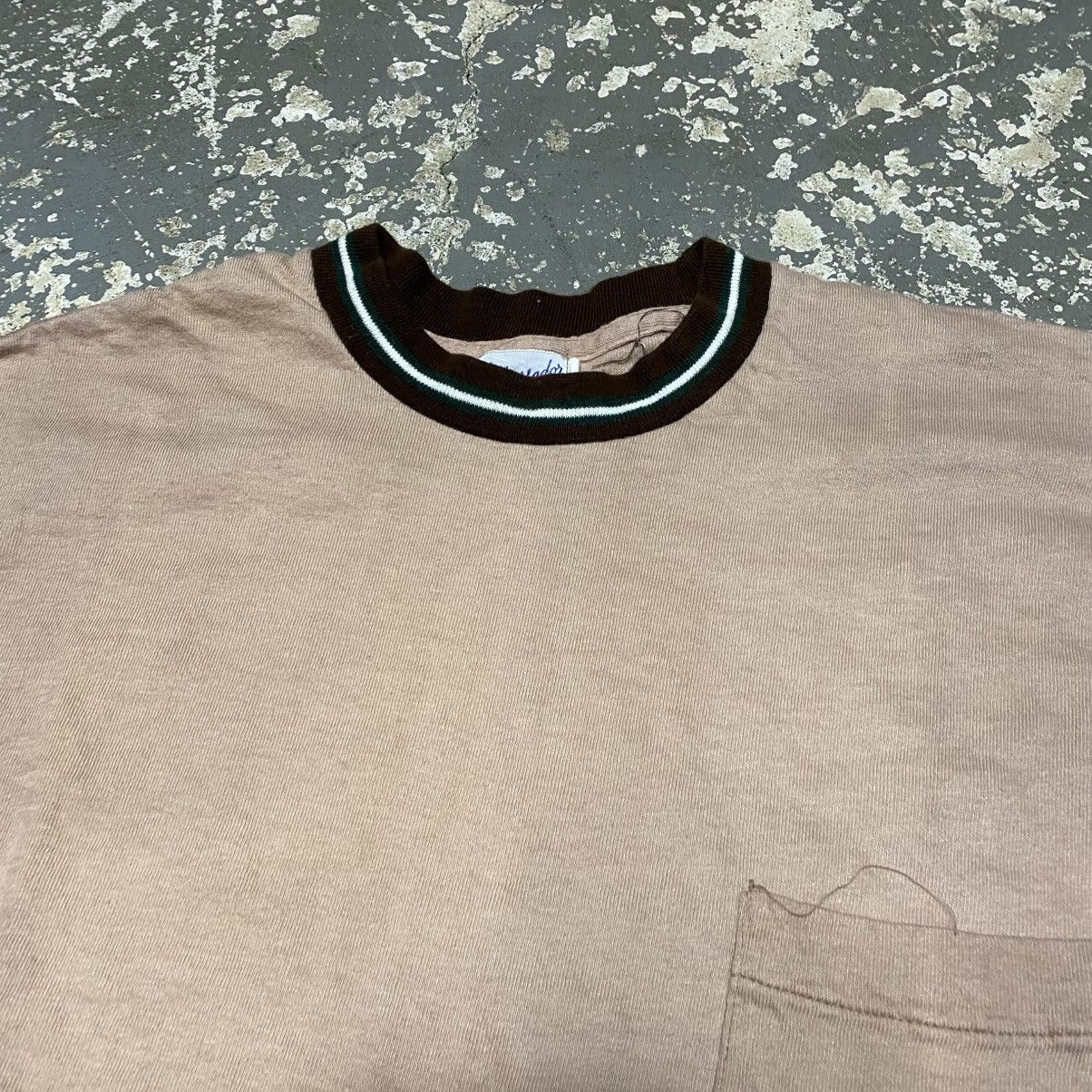 Unsound Rags × Vintage True Vintage Tan USA Blank Pocket Long Sleeve Tshirt Size US M / EU 48-50 / 2 - 6 Thumbnail