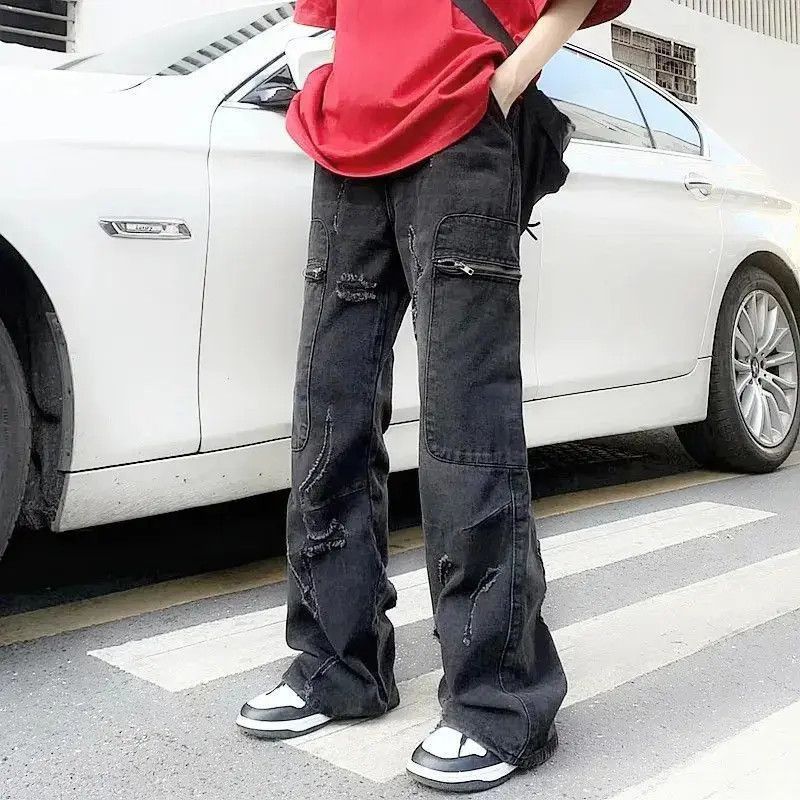 Japanese Brand Y2K Fashion Washed Black Baggy Ripped Size US 32 / EU 48 - 4 Thumbnail