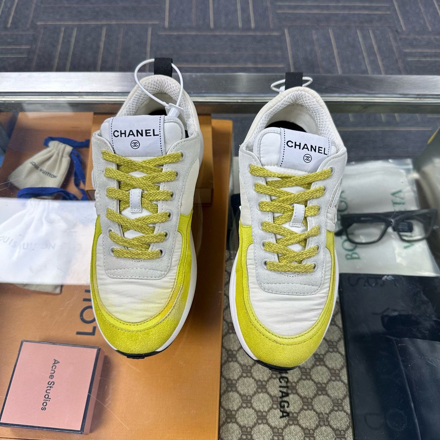Chanel Chanel White Yellow Sporty Sneakers Size US 6.5 / IT 36.5 - 1 Thumbnail