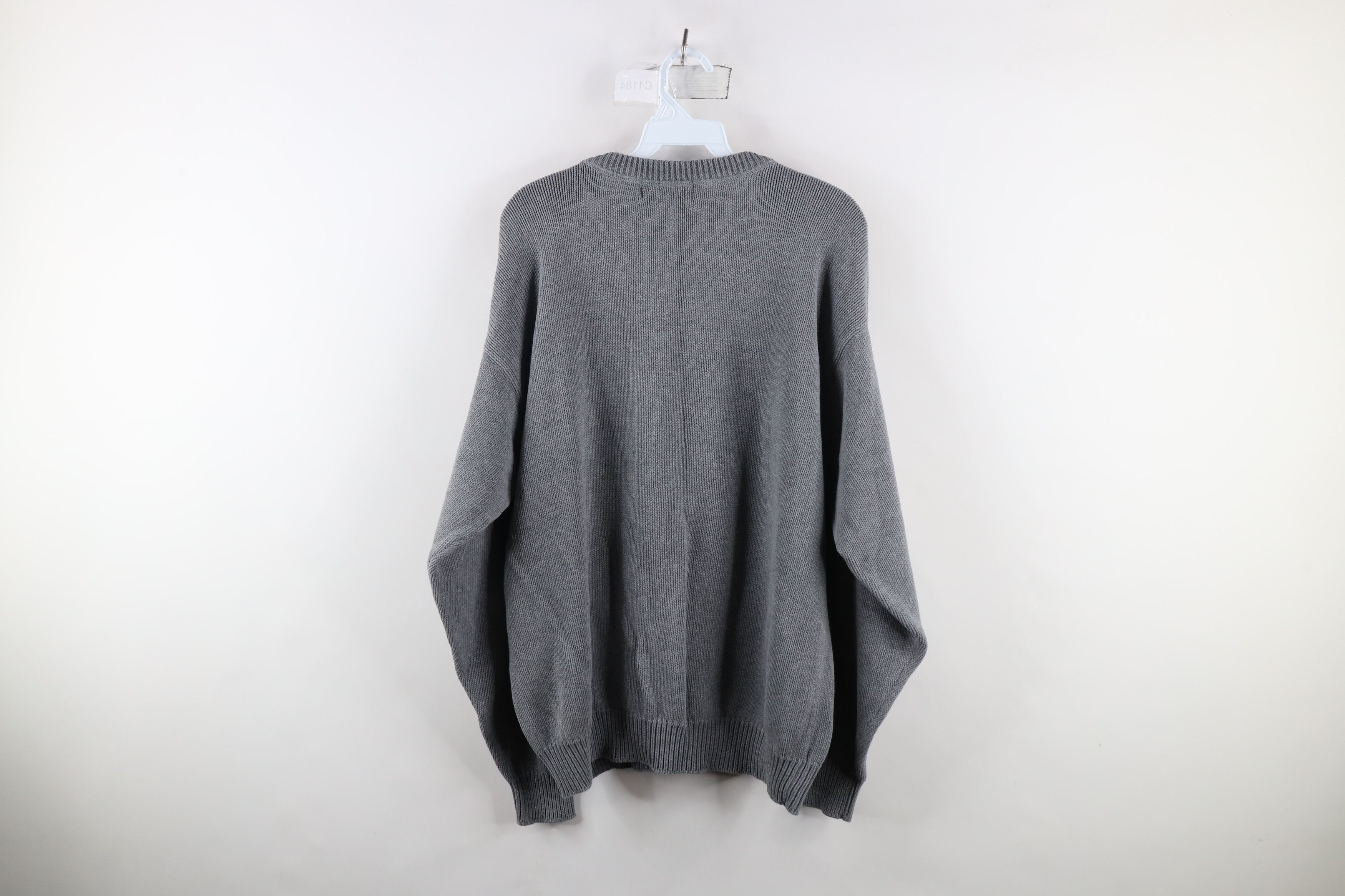 Vintage Vintage 90s Streetwear Cotton Knit Crewneck Sweater Gray Size US XL / EU 56 / 4 - 6 Thumbnail