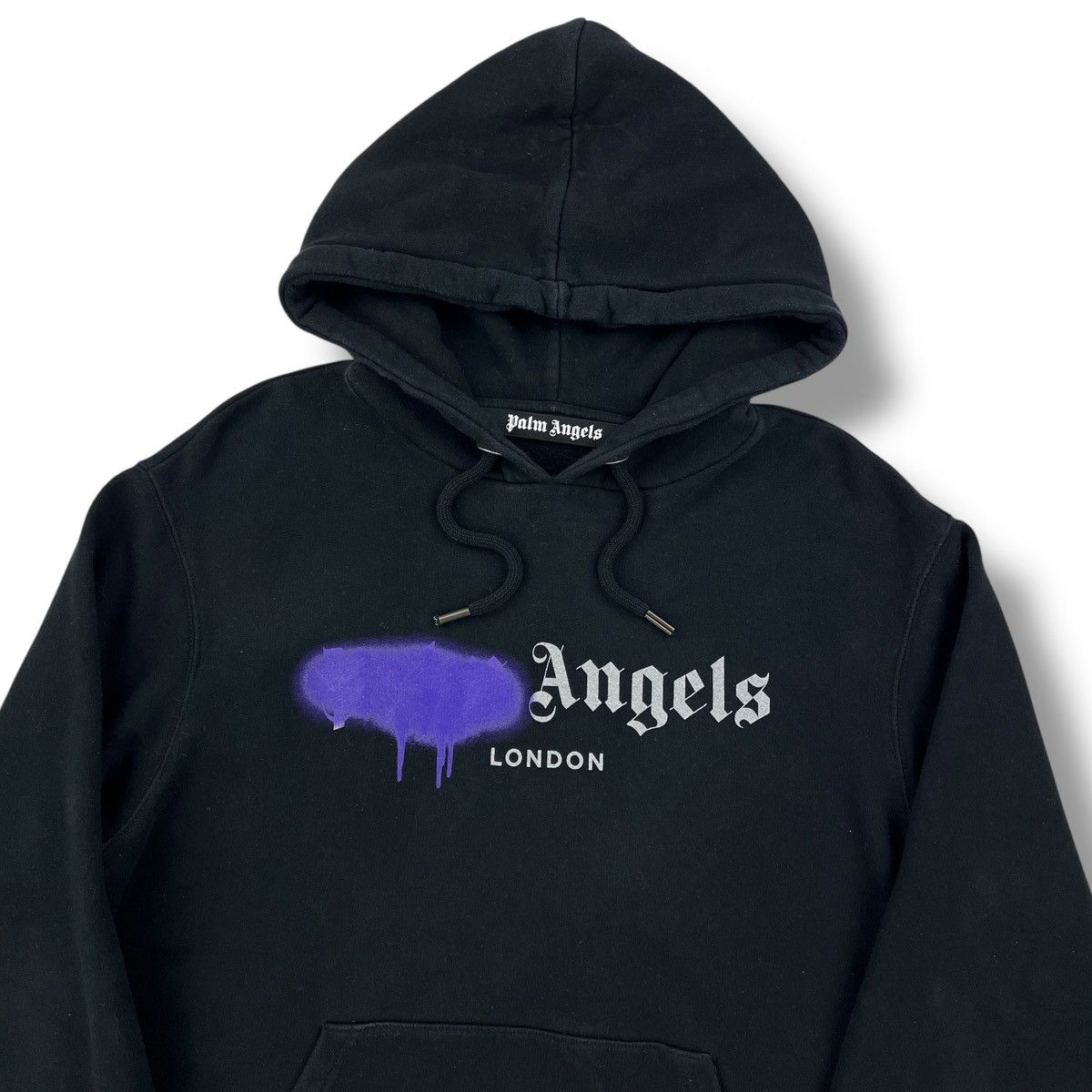 Palm Angels Purple Spray Logo Hoodie