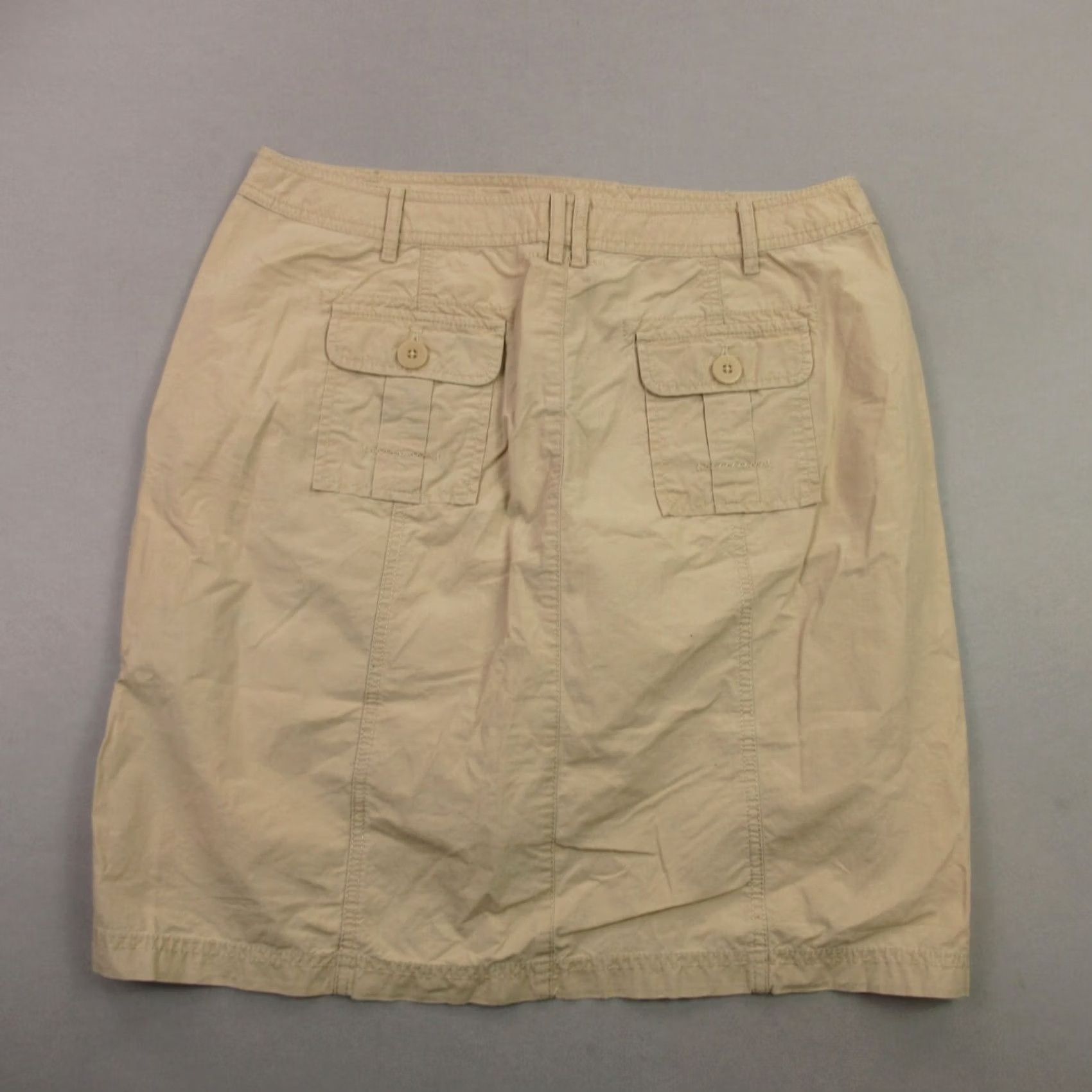J. Jill J. Jill Skirt Womens 14 Midi Beige Casual Lightweight Outdoors Knit Cotton Blend Pockets Flare Button Rise Mid Size 36" / US 14 / IT 50 - 5 Thumbnail