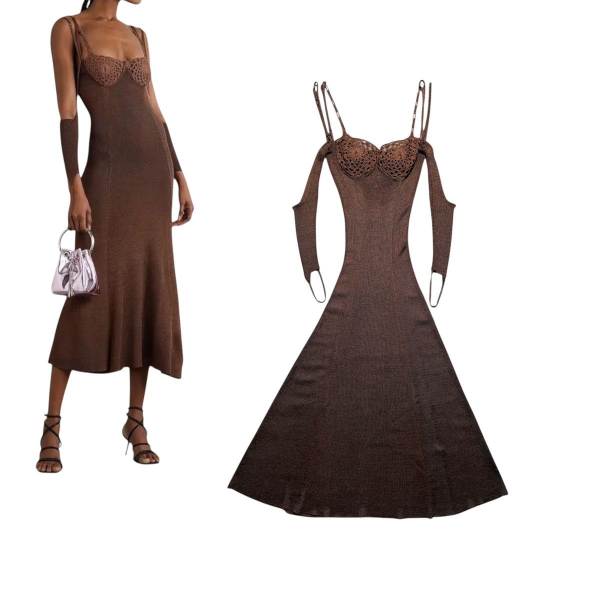 ISA BOULDER Other realities Knitted cutout sleeve midi dress Size S / US 4 / IT 40 - 1 Thumbnail