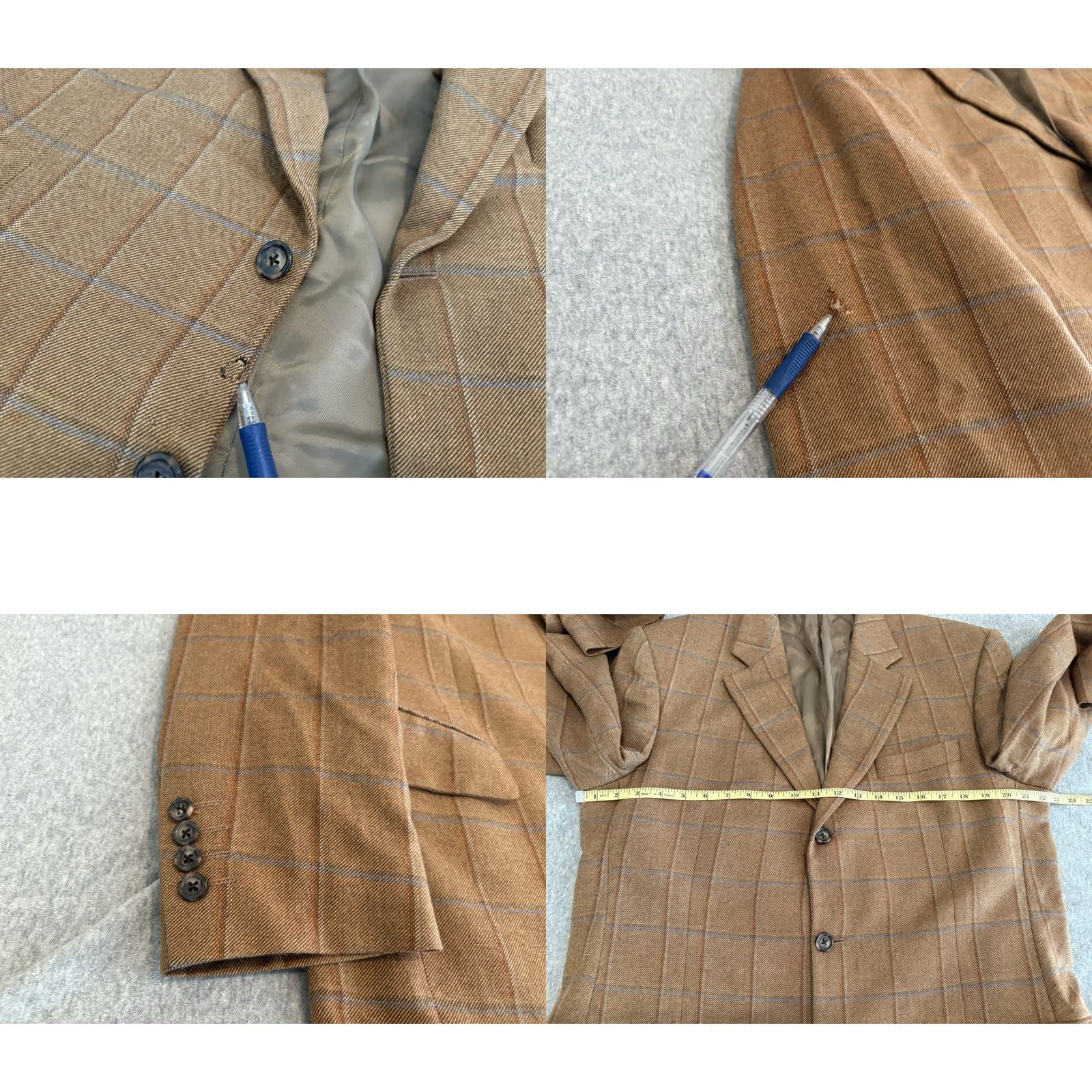 Loro Piana VINTAGE Barneys New York Blazer Jacket 42L Brown Cashmere 3-Button Long Mens 90s/Holes Size 42R - 8 Thumbnail