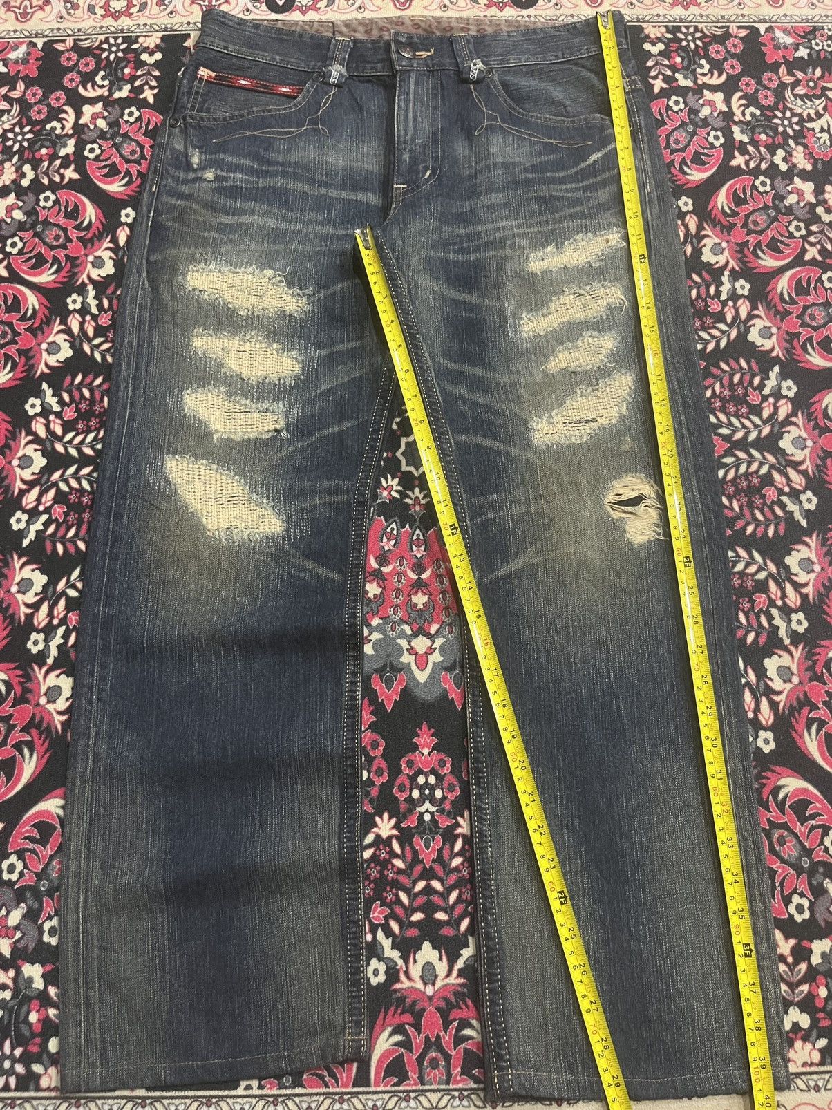 Kapital Kountry Edwin Exclusive Vintage Dark Blue Faded Sashiko Loose Jeans Size US 34 / EU 50 - 12 Thumbnail