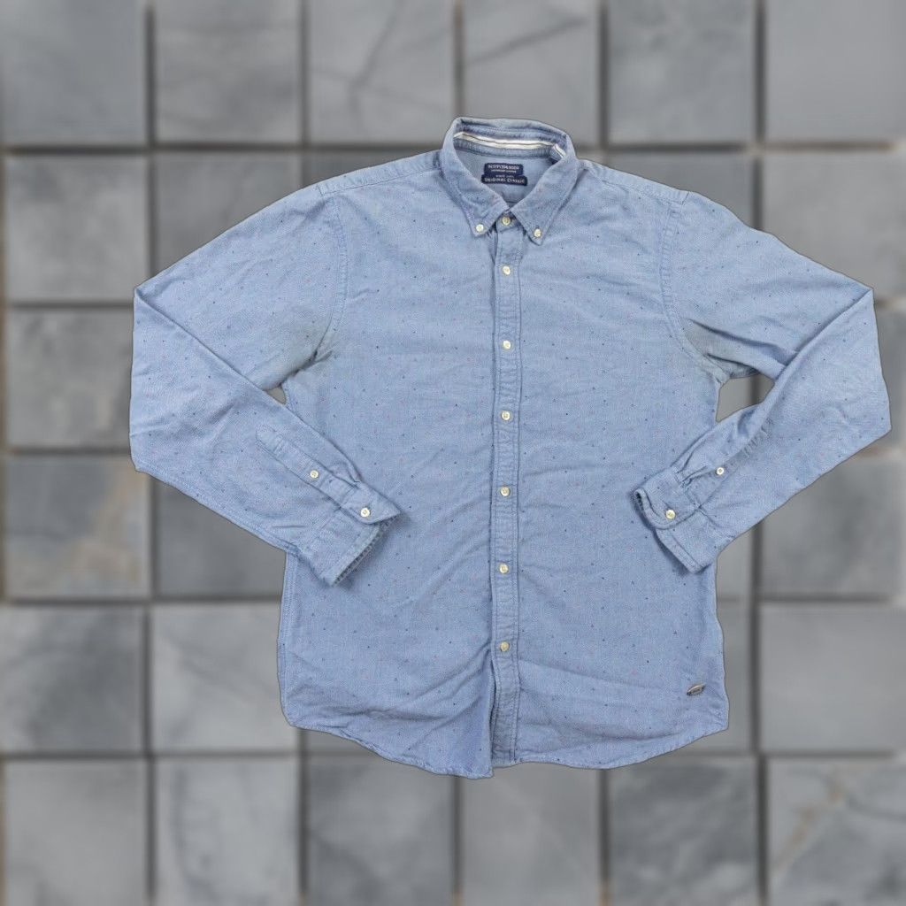 Scotch & Soda VINTAGE Scotch & Soda Men's Oxford Shirt Long Sleeve Casual Business Formal Wedding Blue Large Size US L / EU 52-54 / 3 - 1 Thumbnail