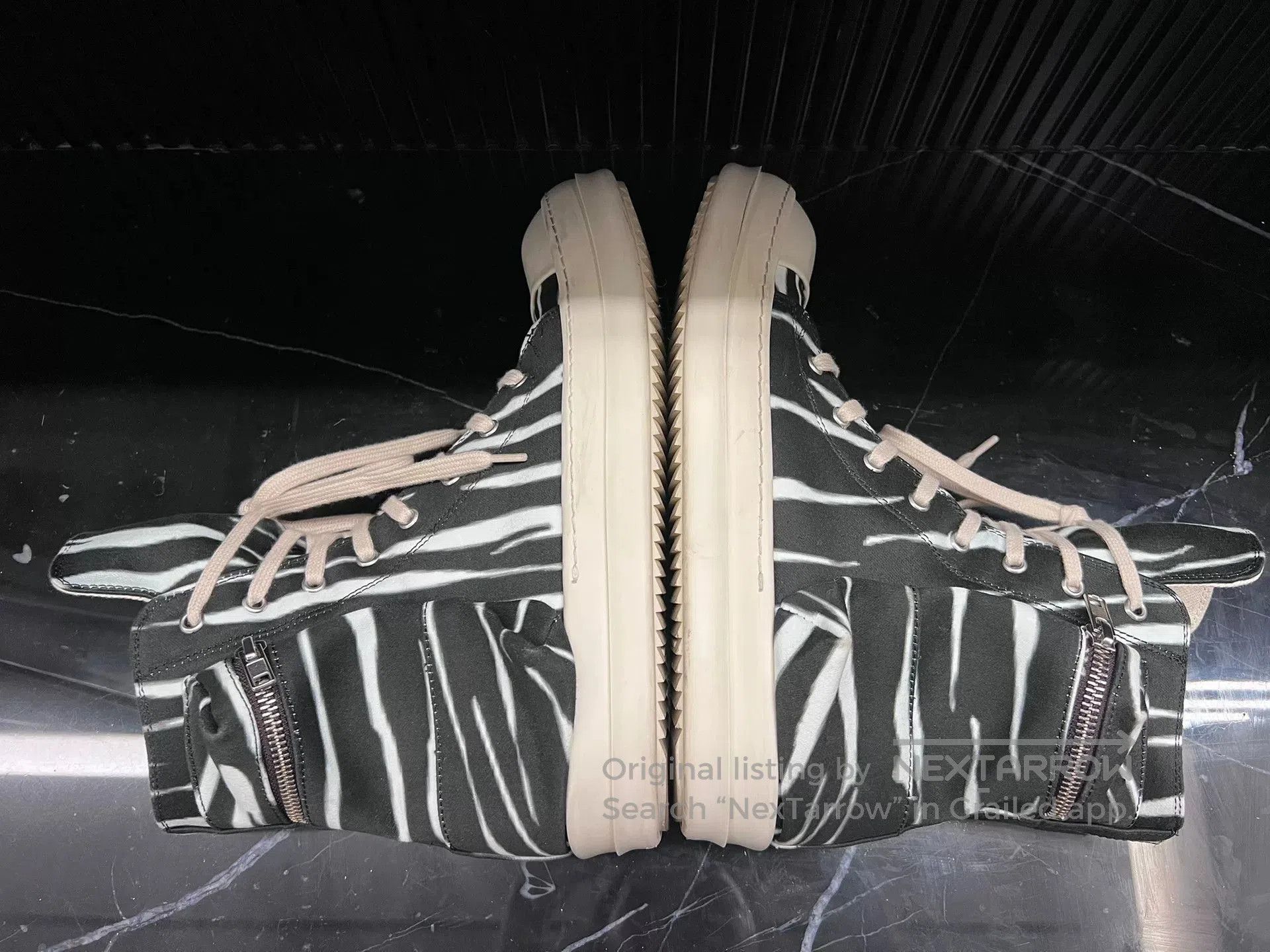 Rick Owens rick owens zebra high-top leather sneakers. Size US 10 / EU 43 - 3 Thumbnail