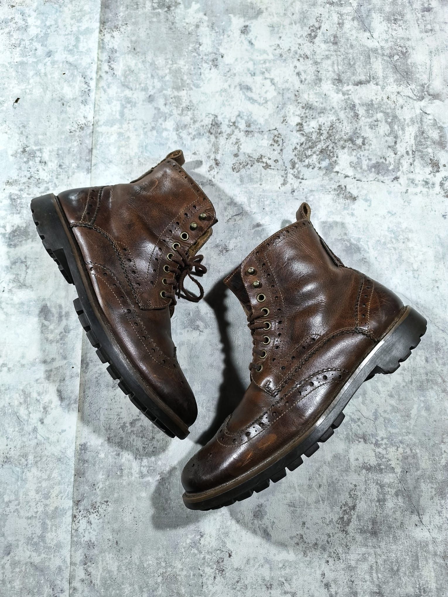 Vintage clarks patina leather boots vintage wingtip brogue western Size US 11.5 / EU 44-45 - 3 Thumbnail