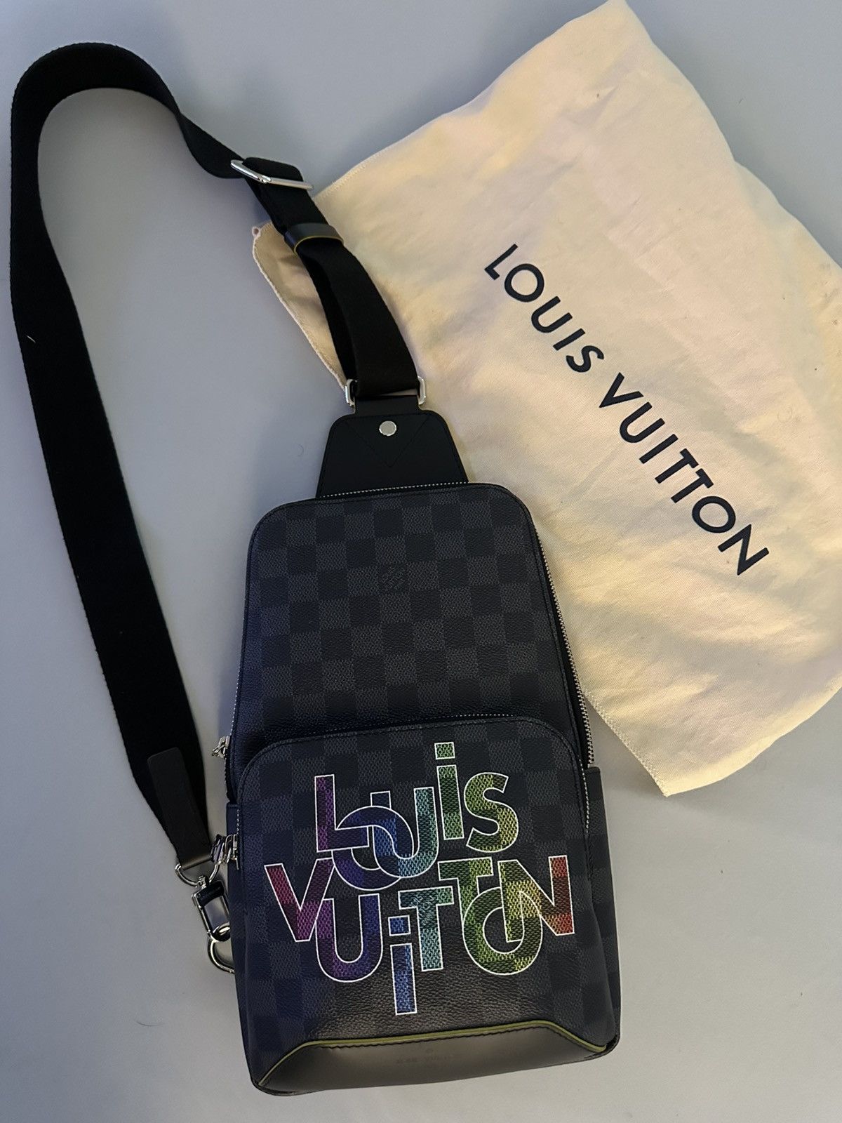 Louis Vuitton Avenue Sling Bag Bag Damier Graphite Yellow in Black, Men's