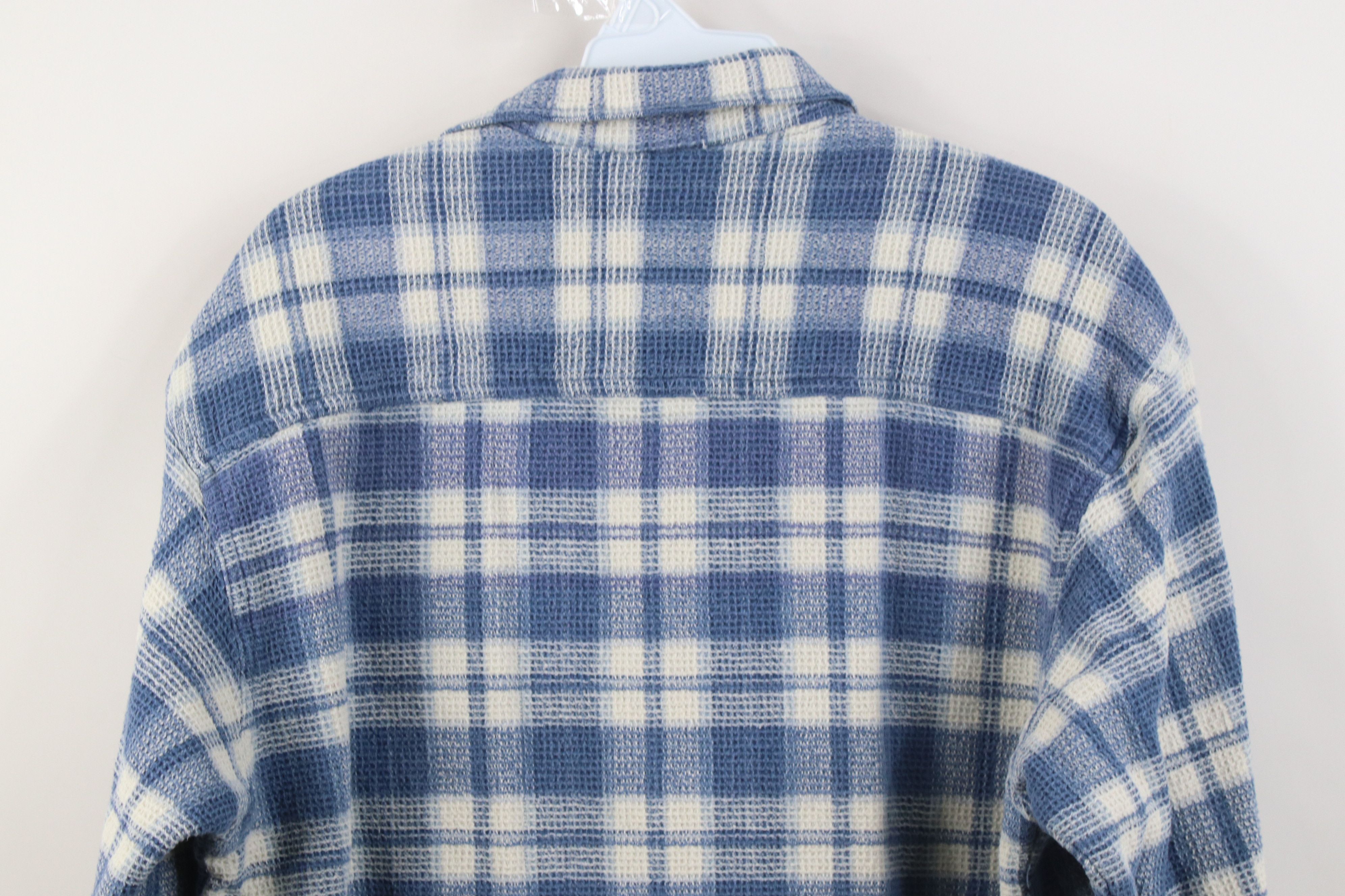 Vintage Vintage 90s Streetwear Knit Collared Button Shirt Plaid Size L / US 10 / IT 46 - 10 Thumbnail