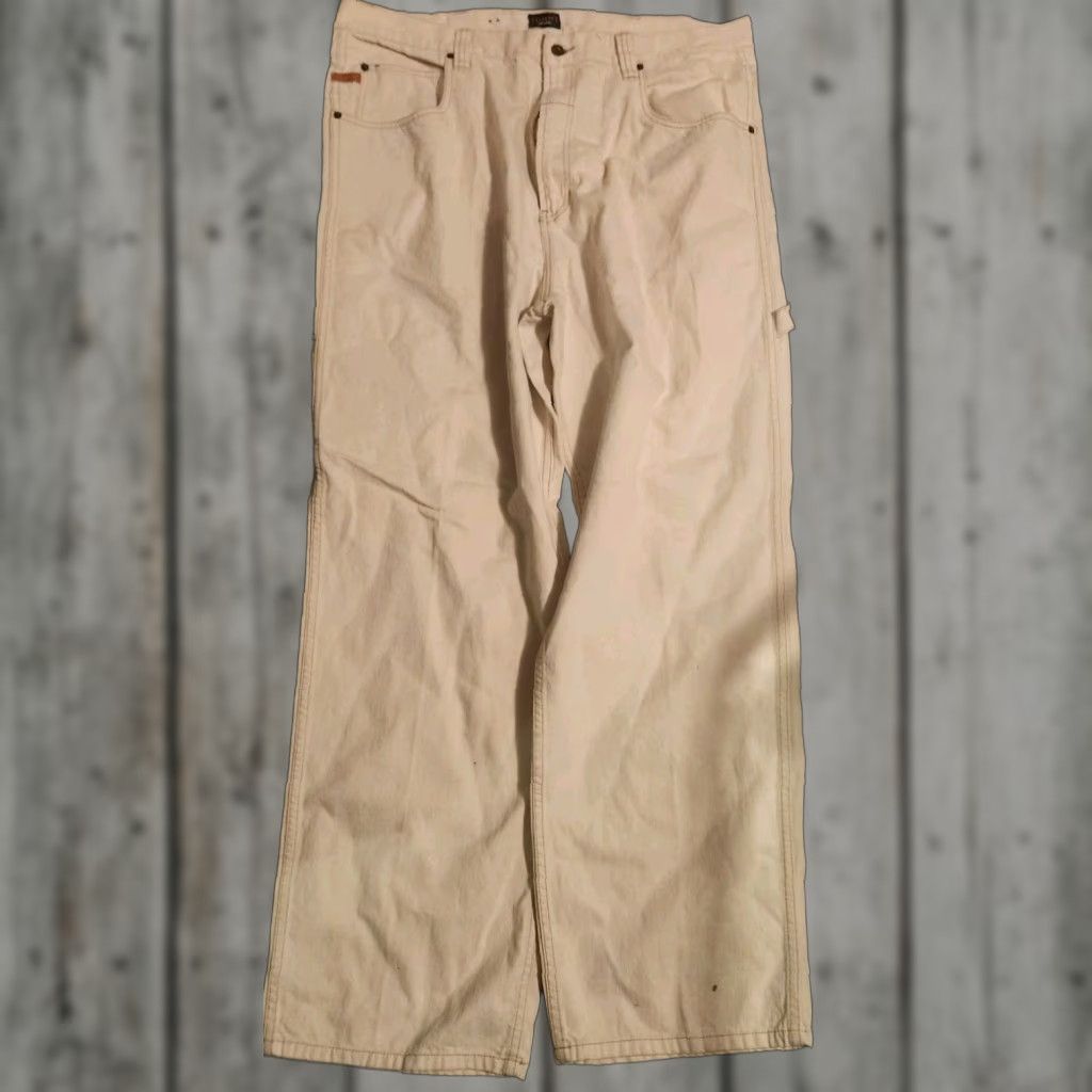 Tommy Hilfiger VINTAGE Tommy Hilfiger Jeans 42×34 Carpenter Baggy Skate White Striped Wide-Leg Men 42 Inseam 34 Regular Size US 42 / EU 58 - 1 Thumbnail