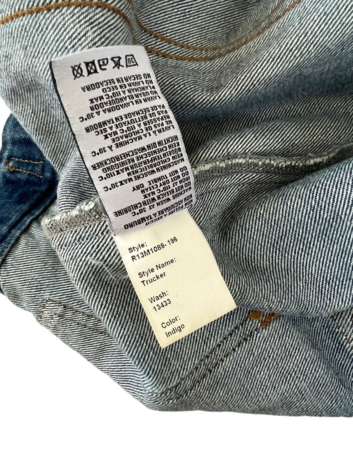 R13 R13 Italy Distressed Waxed Denim Trucker Jacket Type 3 Size US XS / EU 42 / 0 - 24 Thumbnail