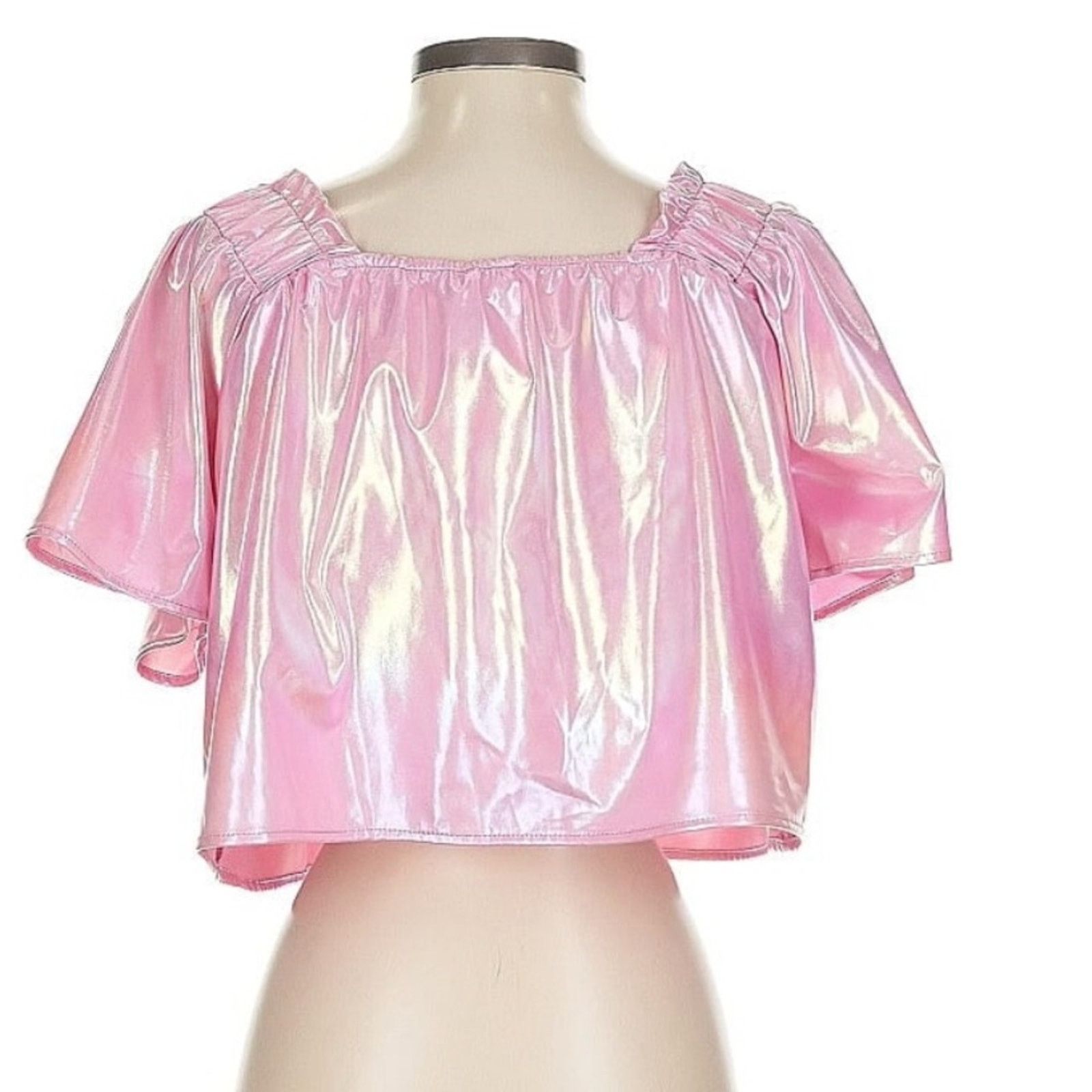 J.Crew QUEEN OF SPARKLES Shimmering Pink Crop Top Size M / US 6-8 / IT 42-44 - 2 Thumbnail