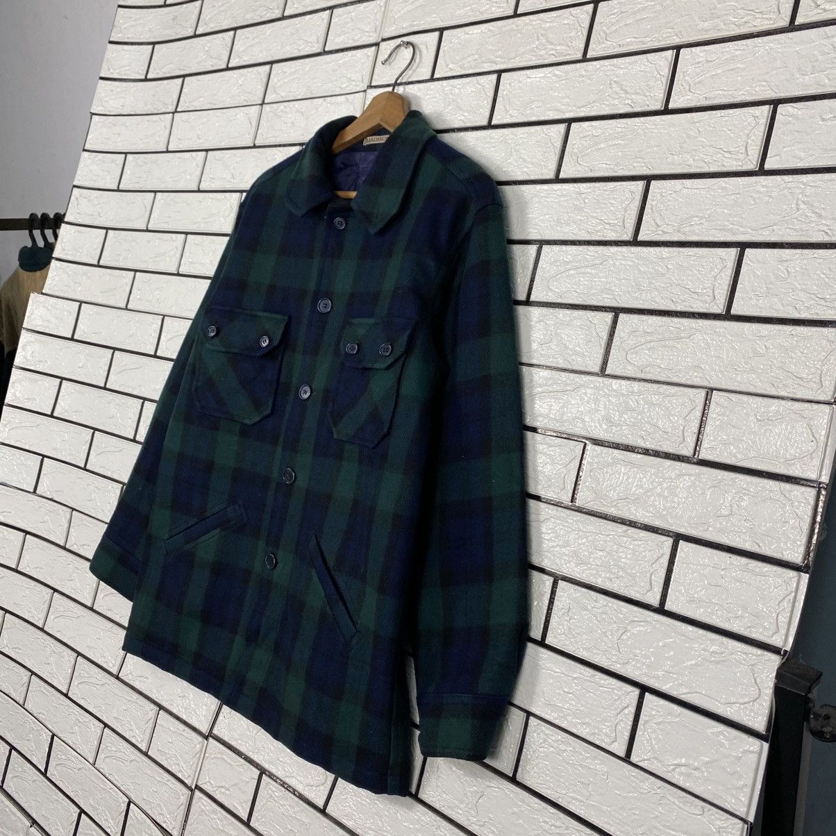 Issey Miyake Vintage Wool Chore Jacket Madison Tartan Design Check Size US L / EU 52-54 / 3 - 3 Thumbnail