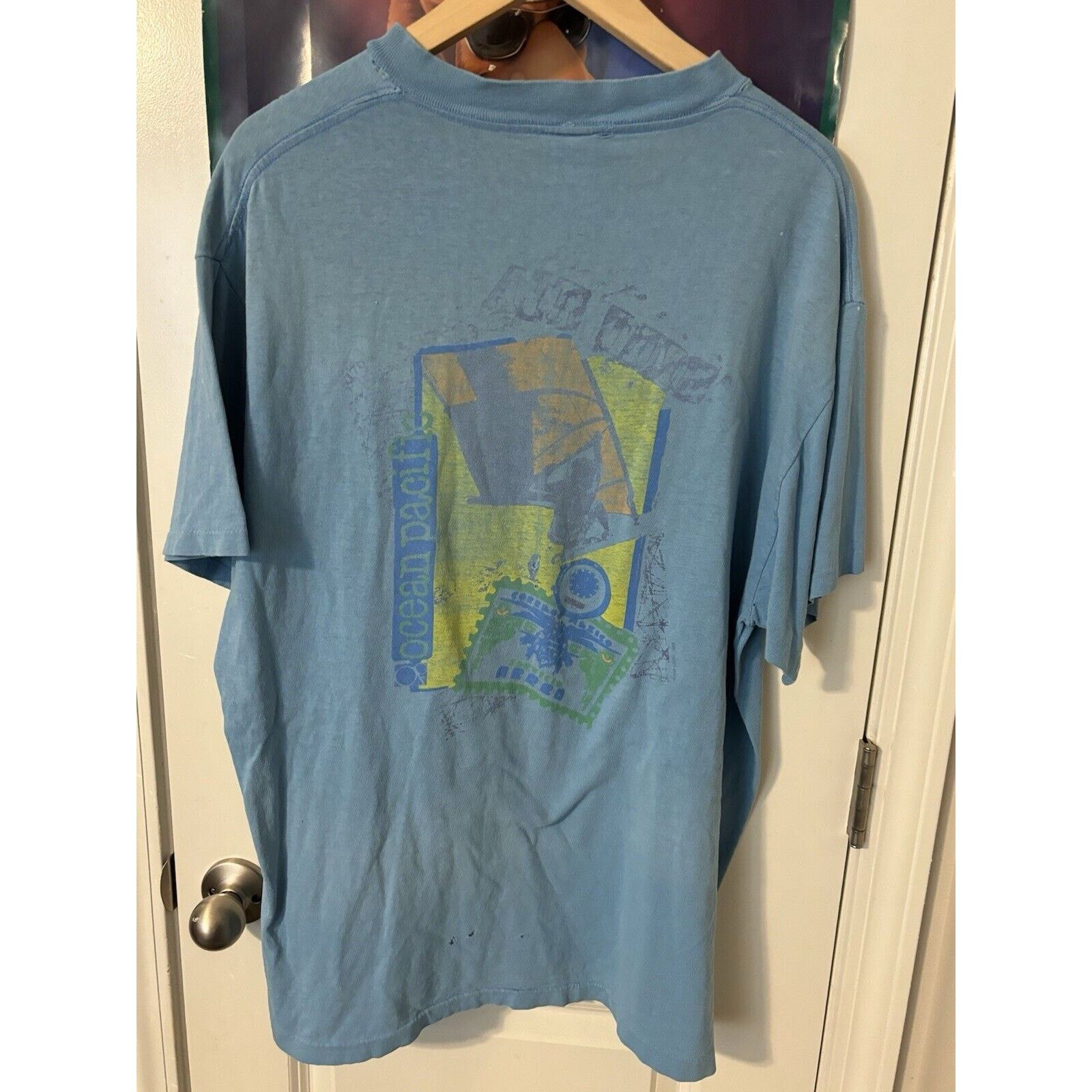 Other Vintage OP blue single stitched shirt distressed shirt rare Size US L / EU 52-54 / 3 - 7 Thumbnail