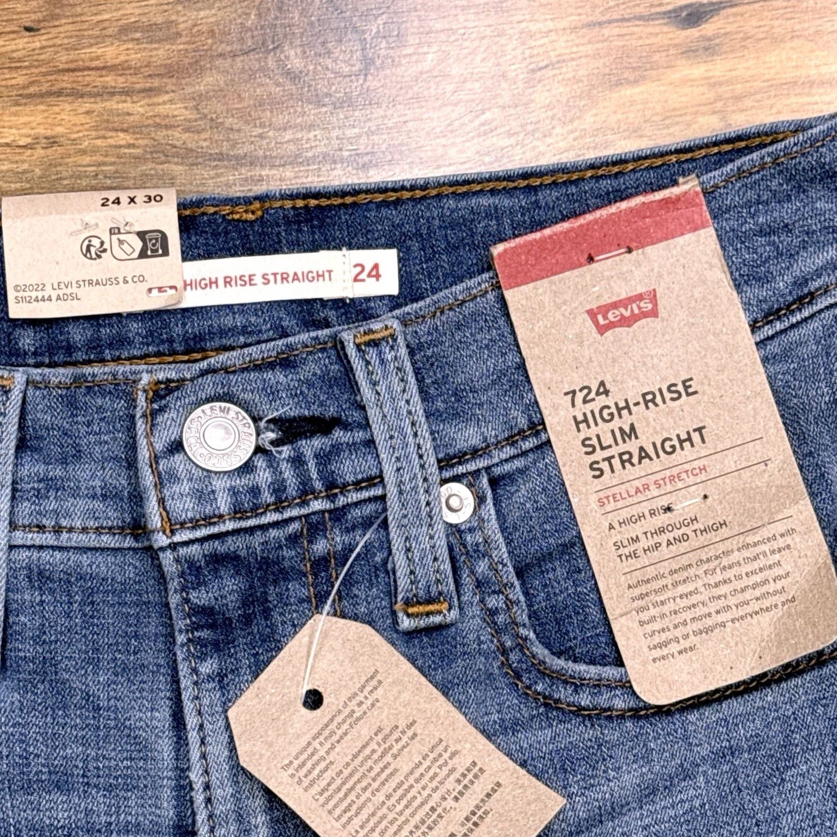 Levi's Levi's 724 High Rise Slim Straight Jeans Womens 24 Denim Stretch Medium Blue 30 Inseam Size 42" / US 20 - 4 Thumbnail