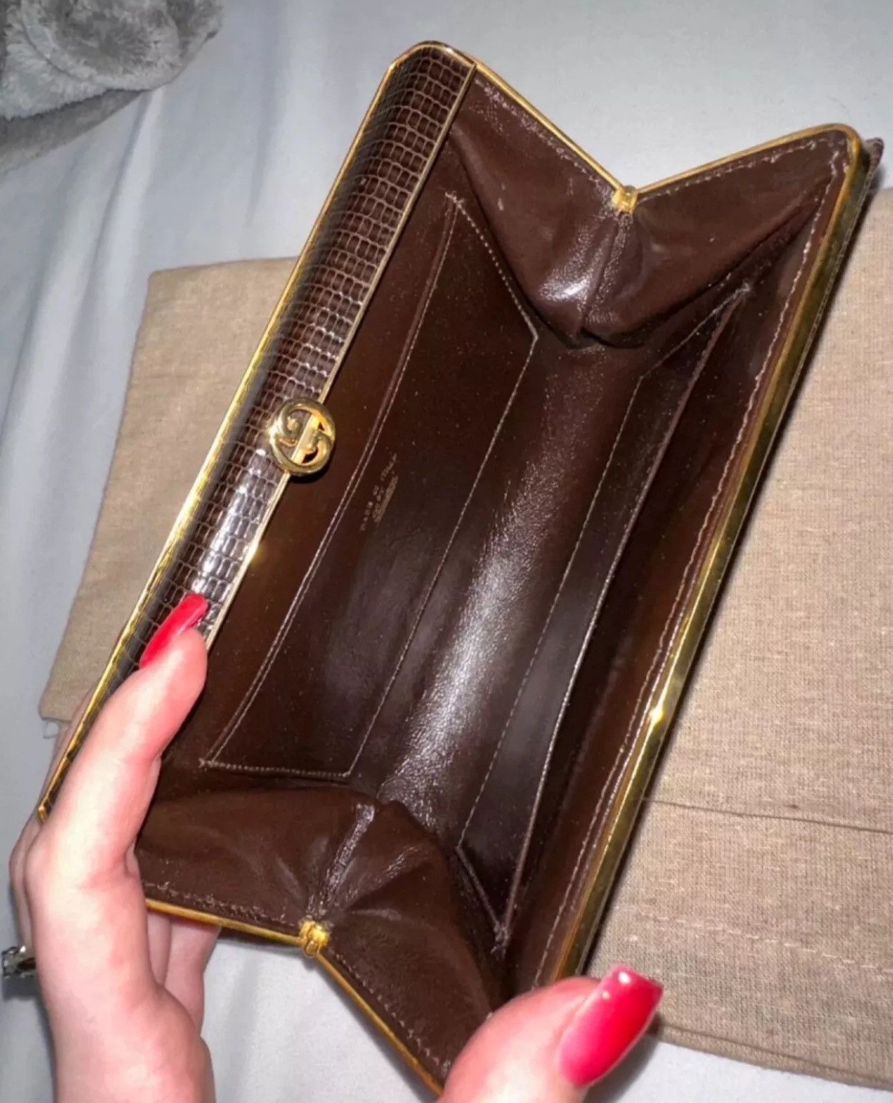 Gucci Gucci Rare Dark Brown Lizard Clutch Wallet Size ONE SIZE - 7 Thumbnail