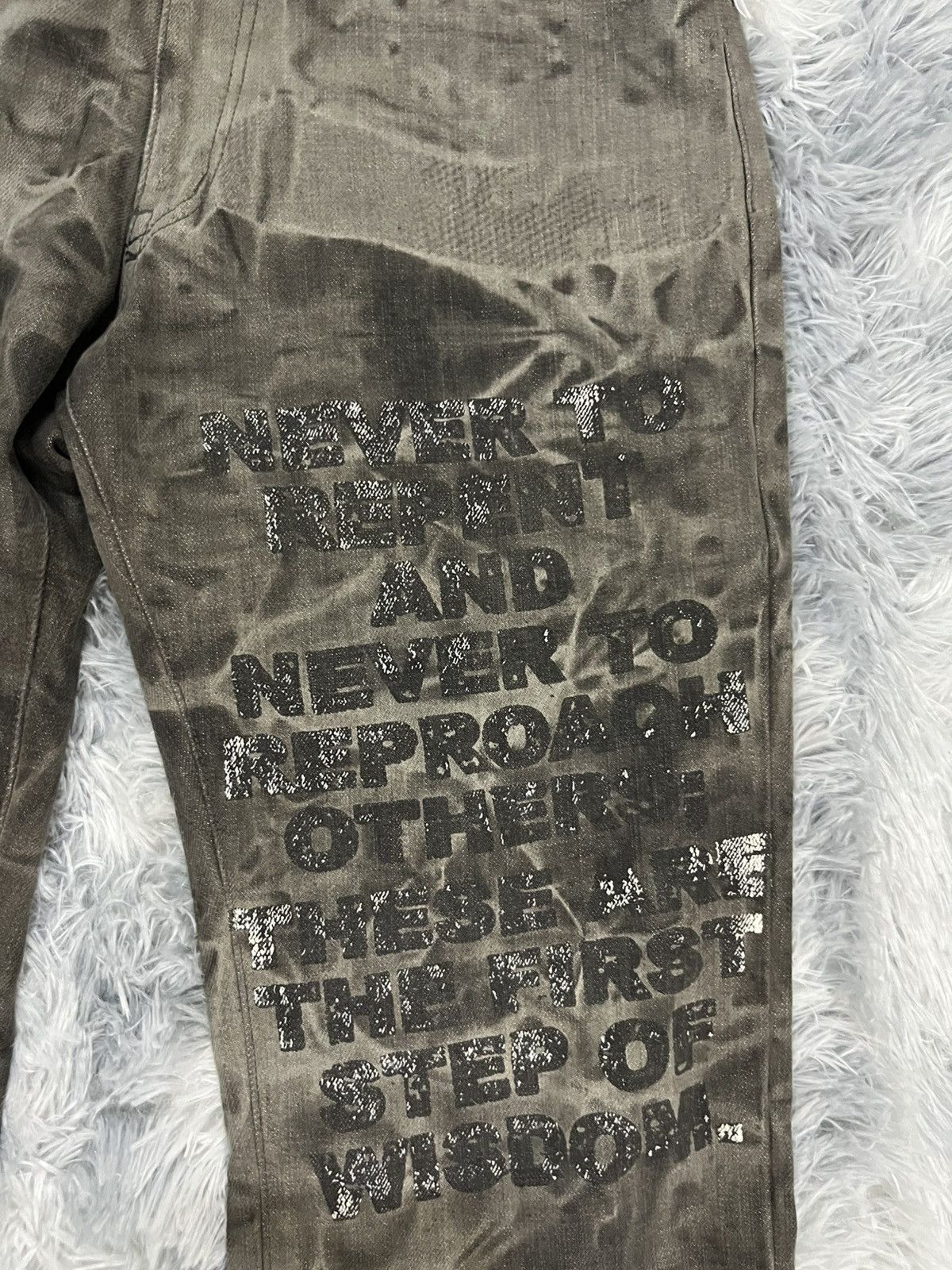 Tornado Mart Rare🔥Edge Rupert Typography Flared Jeans Size US 33 - 3 Thumbnail