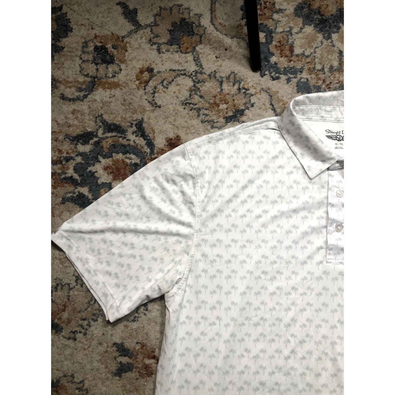 Vintage Straight Down Polo Shirt Mens XL White Palm Tree Print Golf Performance Casual Size US XL / EU 56 / 4 - 3 Thumbnail