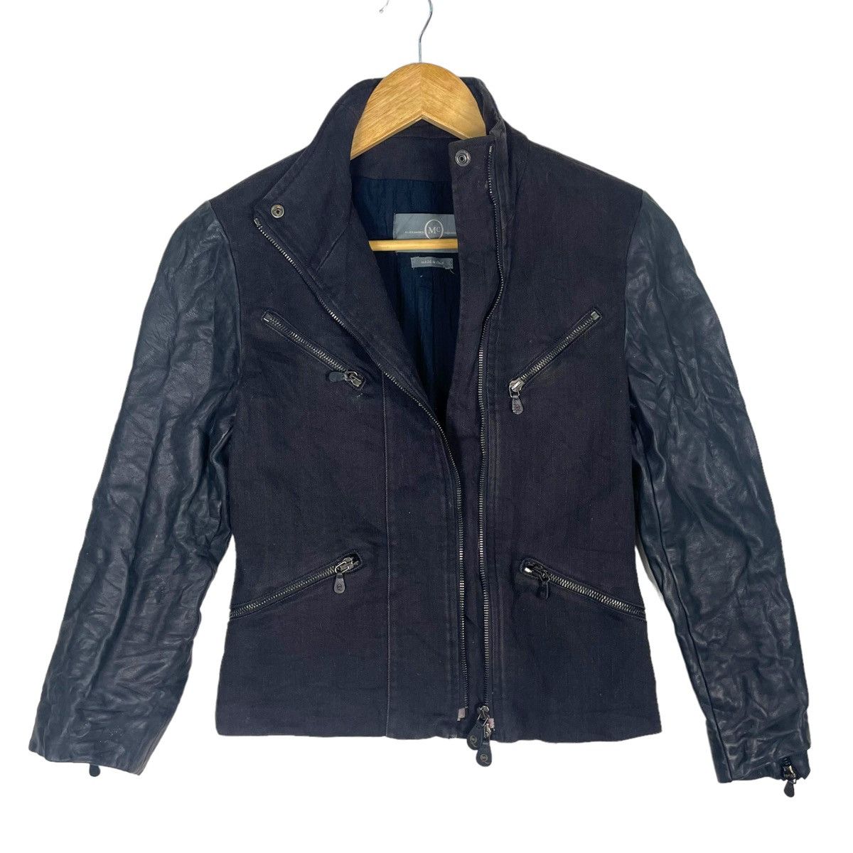 Alexander McQueen 💥ALEXANDER MCQUEEN BIKER LEATHER SLEEVE JACKET Size XS / US 0-2 / IT 36-38 - 1 Thumbnail