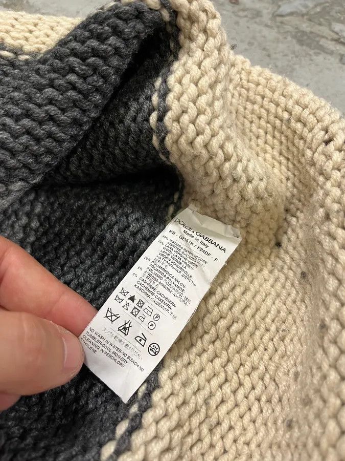 Designer × Dolce & Gabbana × Vintage 2000s Dolce & Gabbana Orange Grey Beige Lines Wool Sweater Size US M / EU 48-50 / 2 - 10 Thumbnail