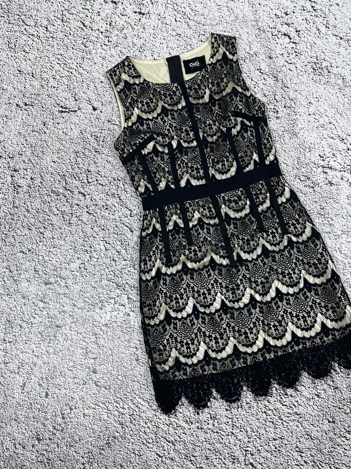 Dolce & Gabbana Vintage D&G Dolce & Gabbana Black Lace Sexy Mini Dress 2000s Size XS / US 0-2 / IT 36-38 - 2 Thumbnail