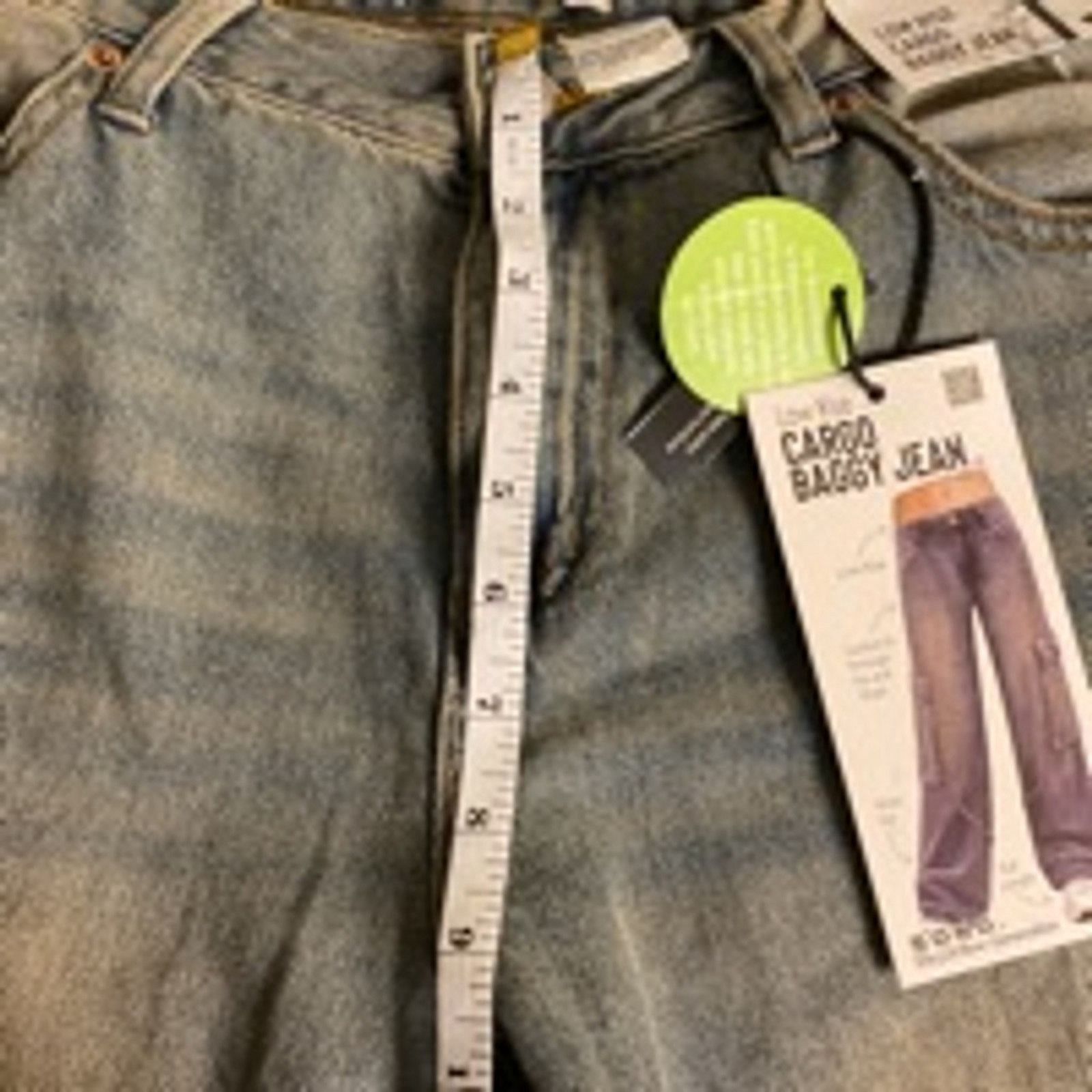 Other Y2K Baggy Cargo Jeans Light Wash Denim S.O.N.G. 13/31 Size 31" - 7 Thumbnail