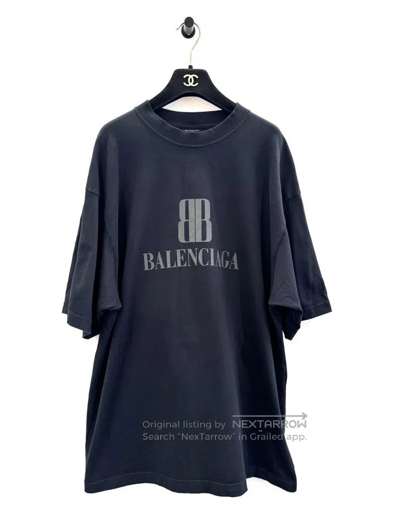 Balenciaga Balenciaga Black Double BB Letter Logo Short Sleeve Tee Size US M / EU 48-50 / 2 - 1 Thumbnail