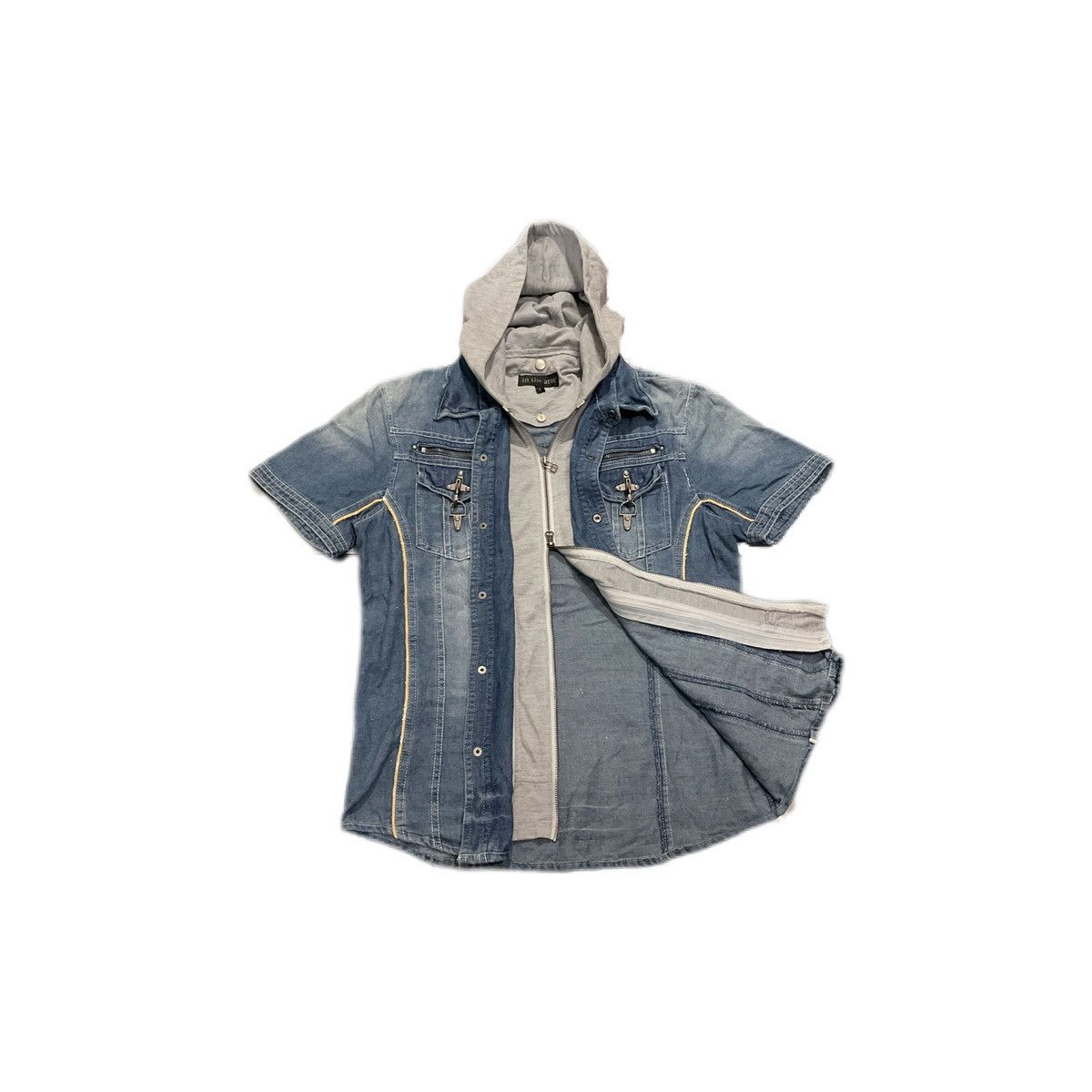 Hysteric Glamour × If Six Was Nine × Japanese Brand 🔥 Sick Y2K In The Attic Doible Layer Denim Hooded Shirt Lgb Size US L / EU 52-54 / 3 - 1 Thumbnail