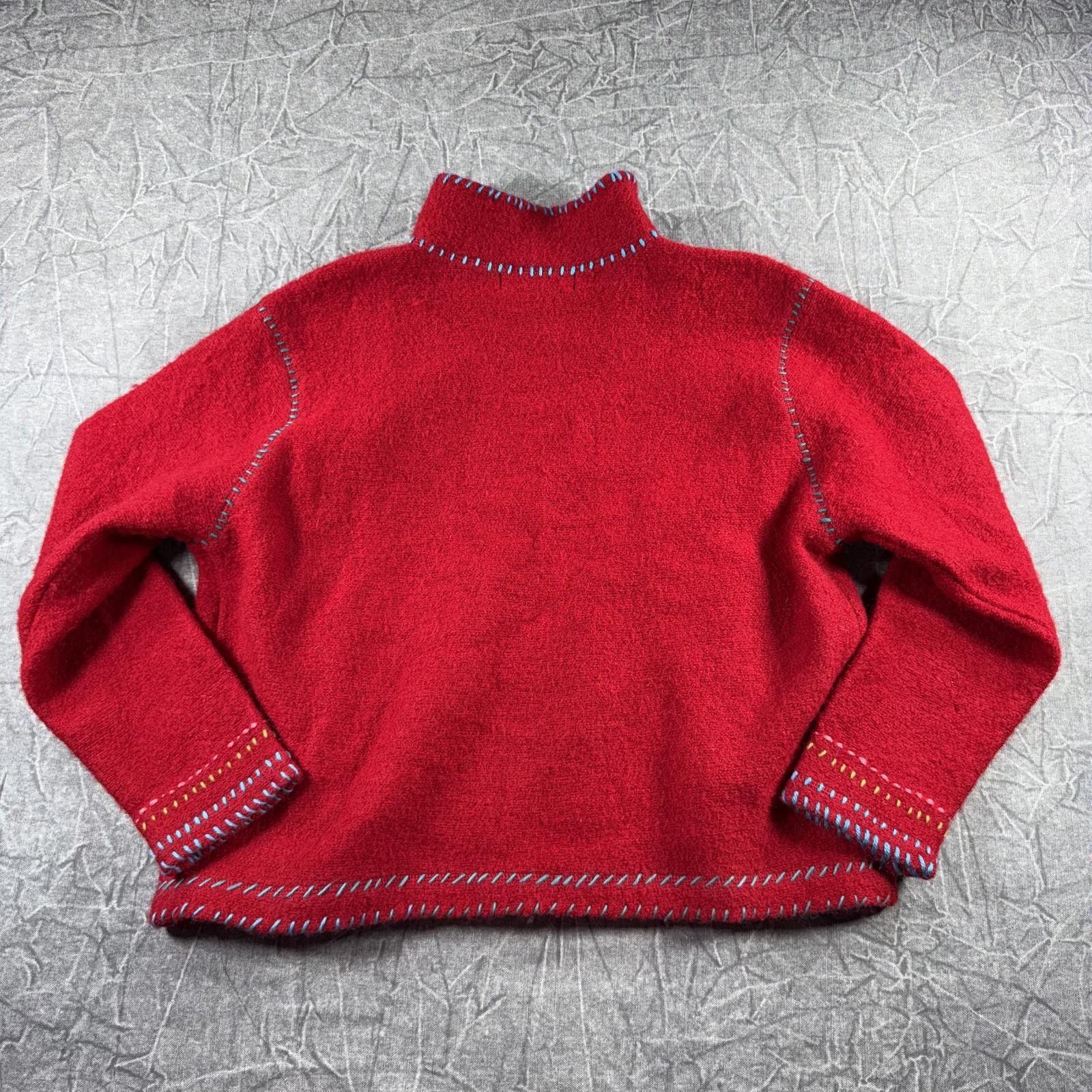 Other Herman Geist Sweater Women's 2X Red 100% Wool Embroidered Size XXL / US 16-18 / IT 52-54 - 8 Thumbnail