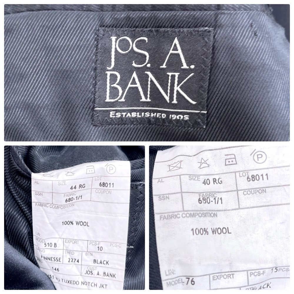 Jos. A. Bank Jos A Bank Notch Collar Tuxedo Suit Black Mens Size 44R Size 44R - 15 Thumbnail
