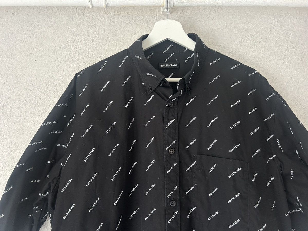 Balenciaga Black Logo Print Short-Sleeve Shirt Size US XL / EU 56 / 4 - 6 Thumbnail