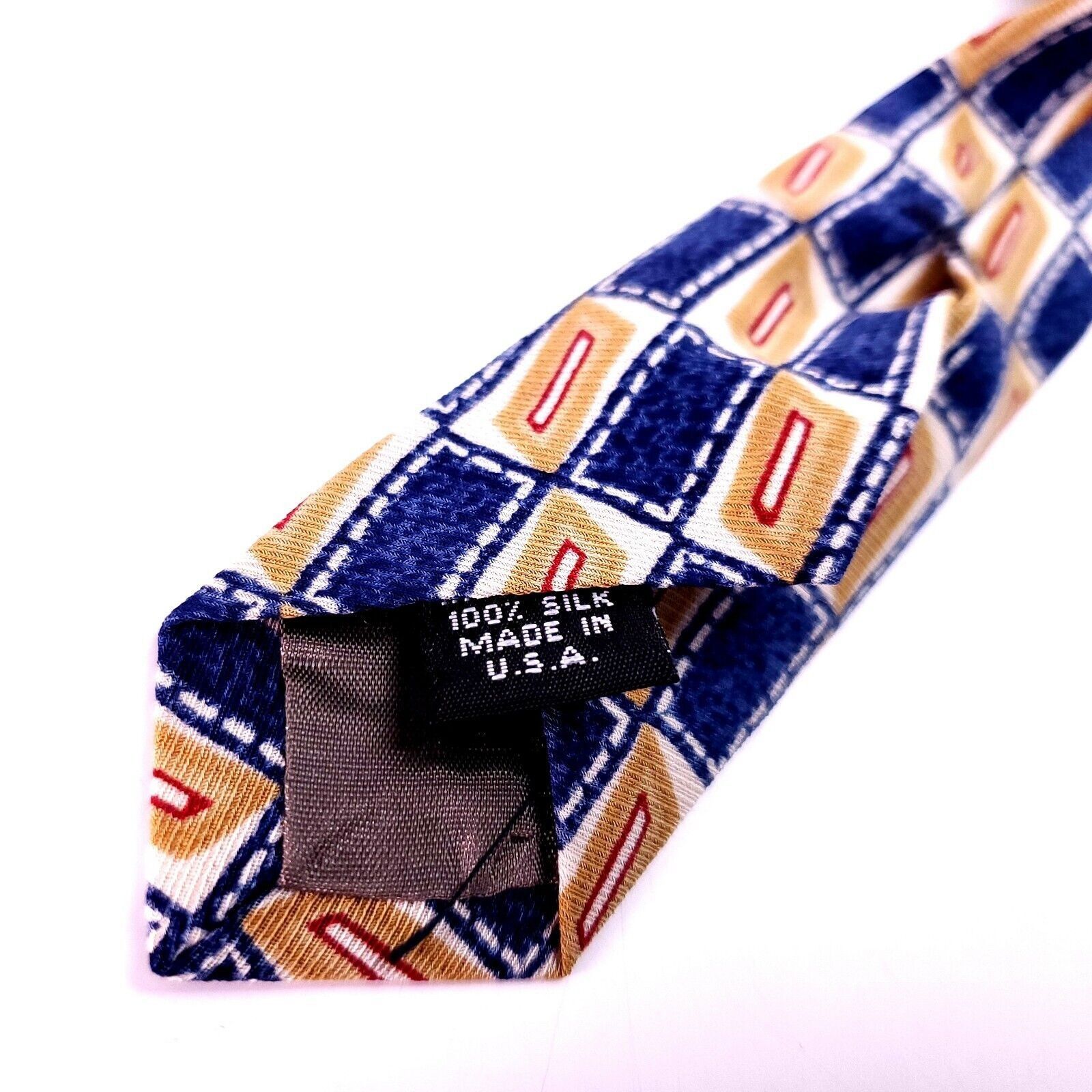 Perry Ellis Perry Ellis Print Blue Orange Geometric Wide Vintage USA Size ONE SIZE - 5 Thumbnail