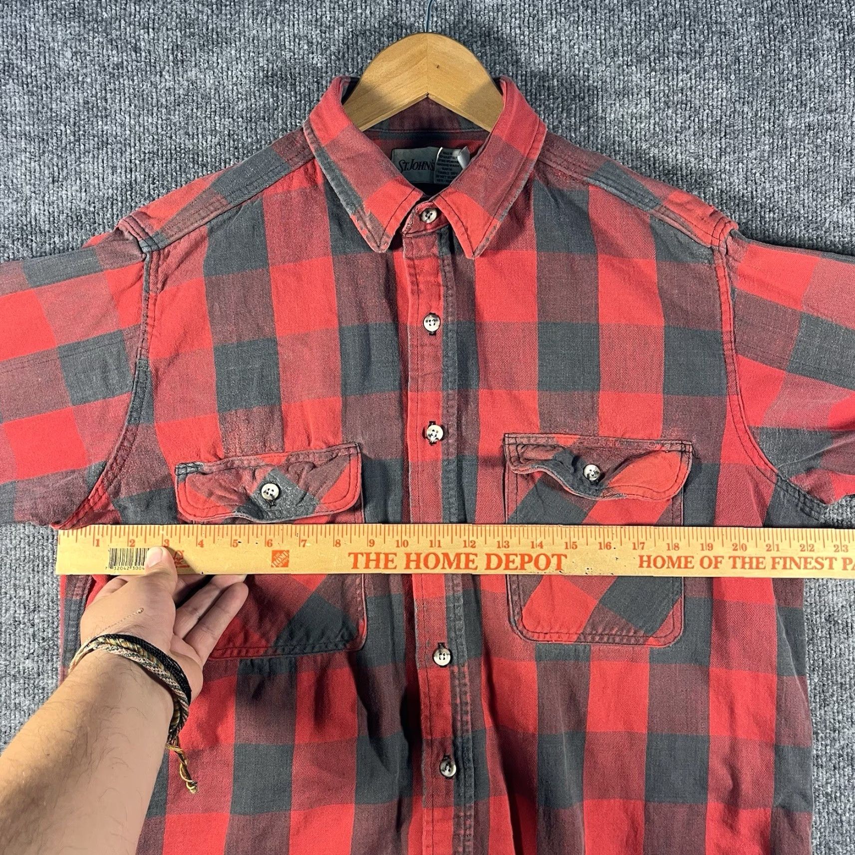 Vintage VINTAGE St. John's Bay Heavyweight Flannel Shirt XL Red Plaid Long Sleeve 80s Casual Mens Size US XL / EU 56 / 4 - 5 Thumbnail