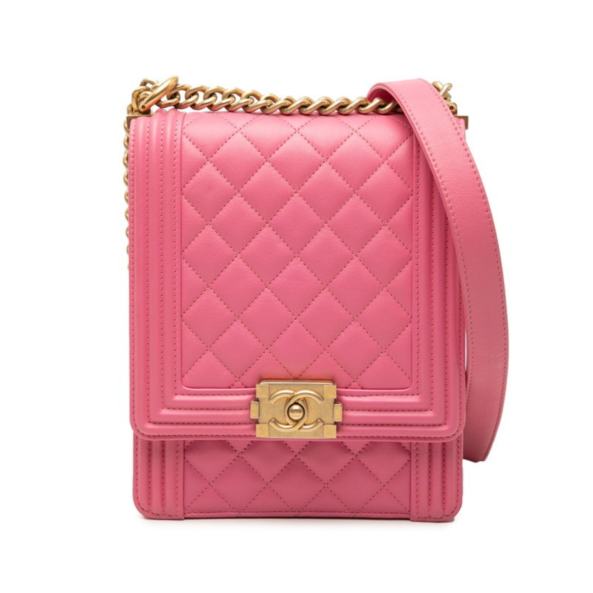 Chanel Chanel Coco Mark Matelassé Boy Chain Shoulder Bag Pink Lambskin Women's CHANEL Size ONE SIZE - 1 Thumbnail