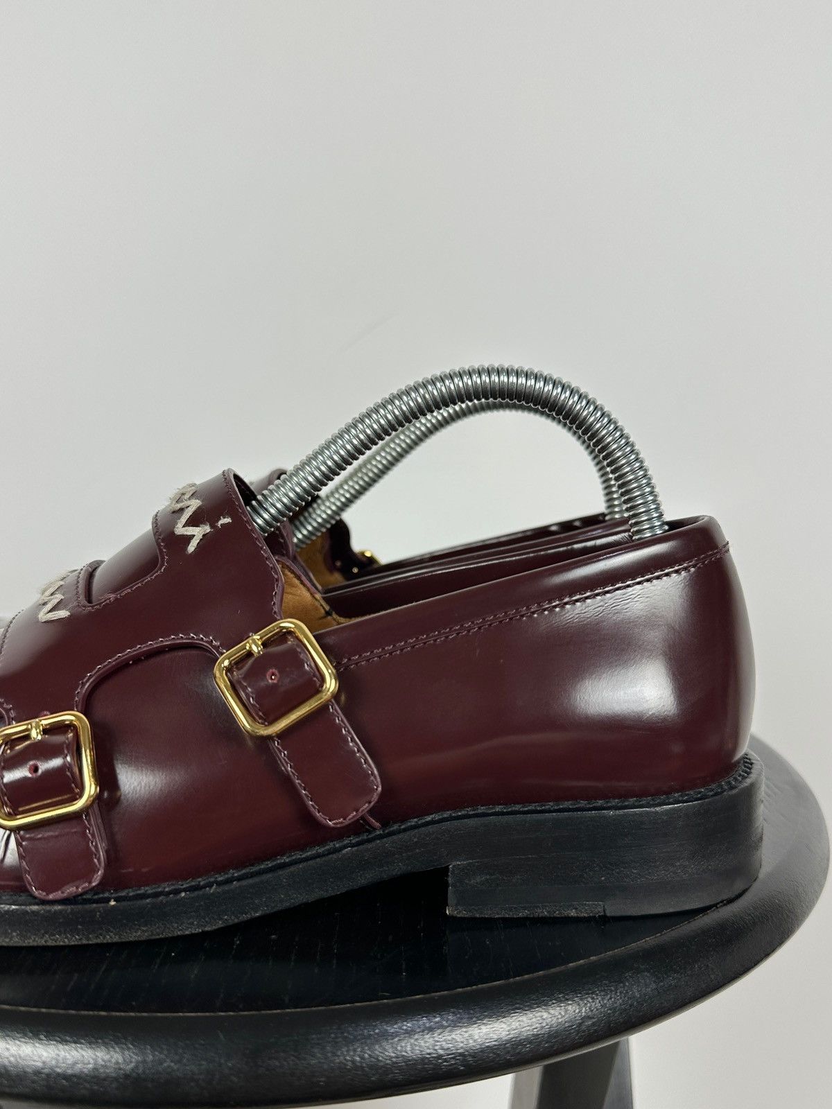 Marni Marni Bambi 3.0 Burgundy Leather Double Monk Strap Loafers Size US 8 / IT 38 - 13 Thumbnail