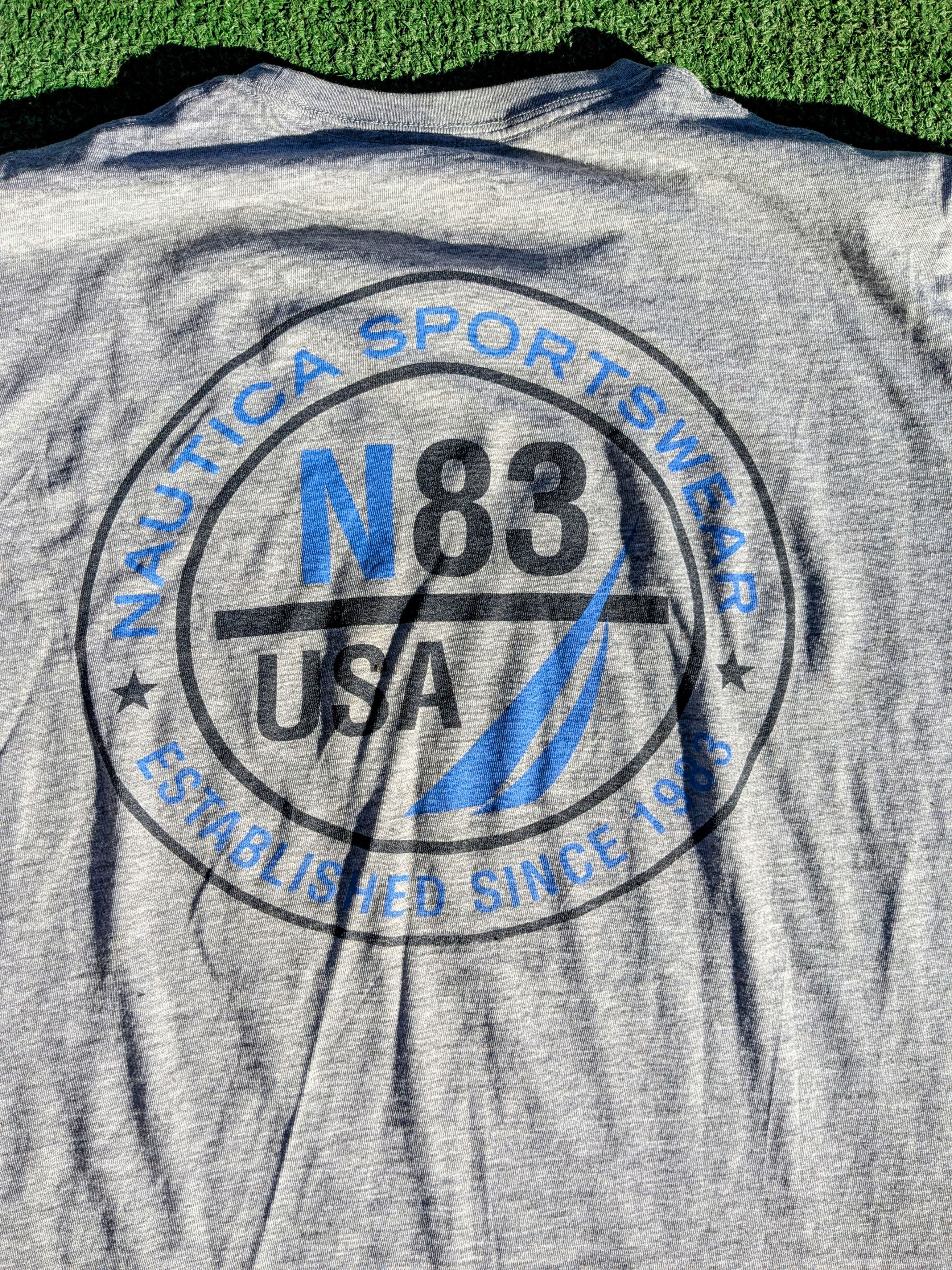 Nautica Retro Nautica Sailing N-83 Graphic Cotton/Poly Gray Shirt Size US M / EU 48-50 / 2 - 8 Thumbnail