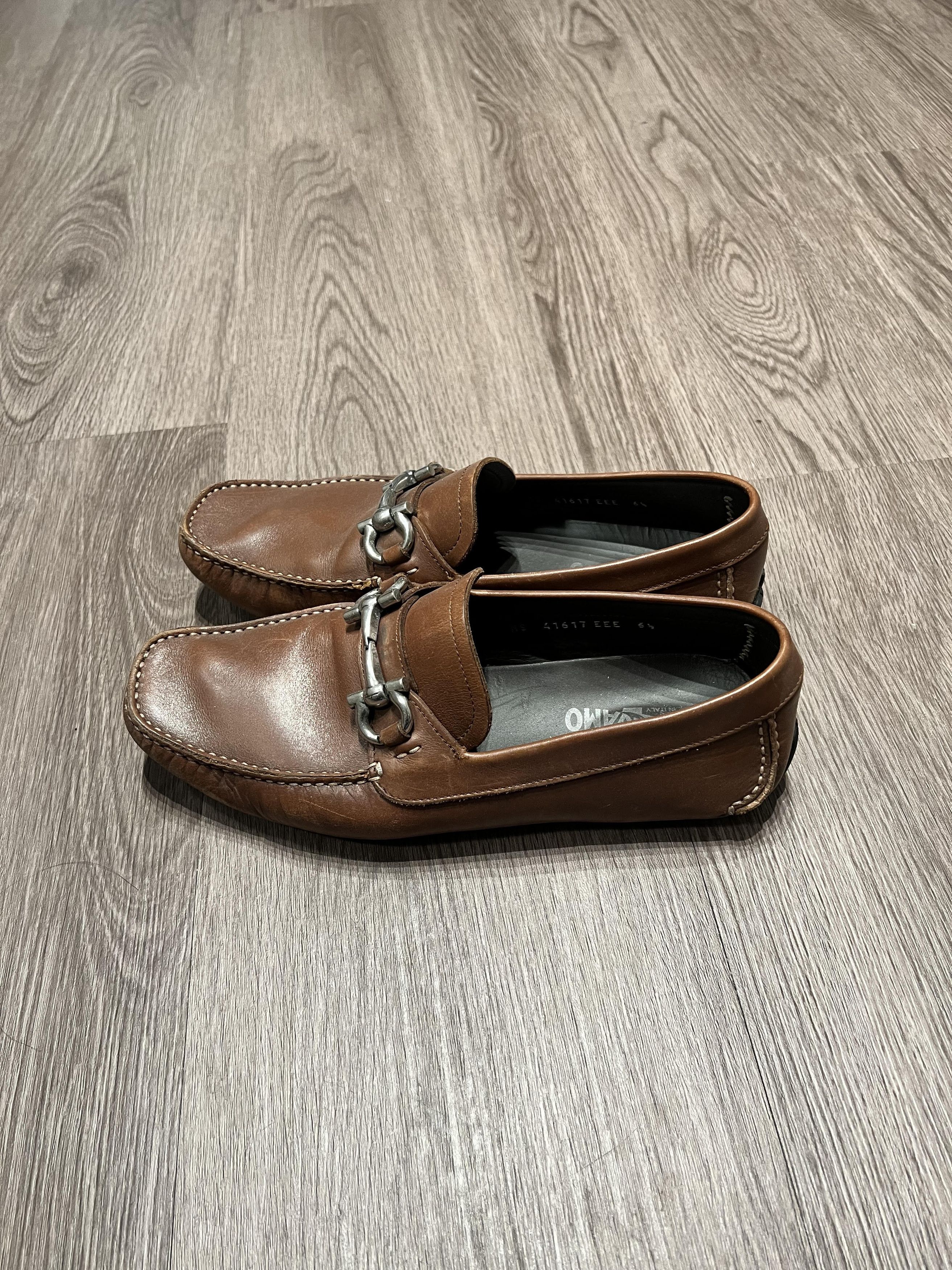 Salvatore Ferragamo Ferragamo Drivers w/ Gancini Ornament (Light Brown Leather) Size US 6.5 / EU 39-40 - 3 Thumbnail
