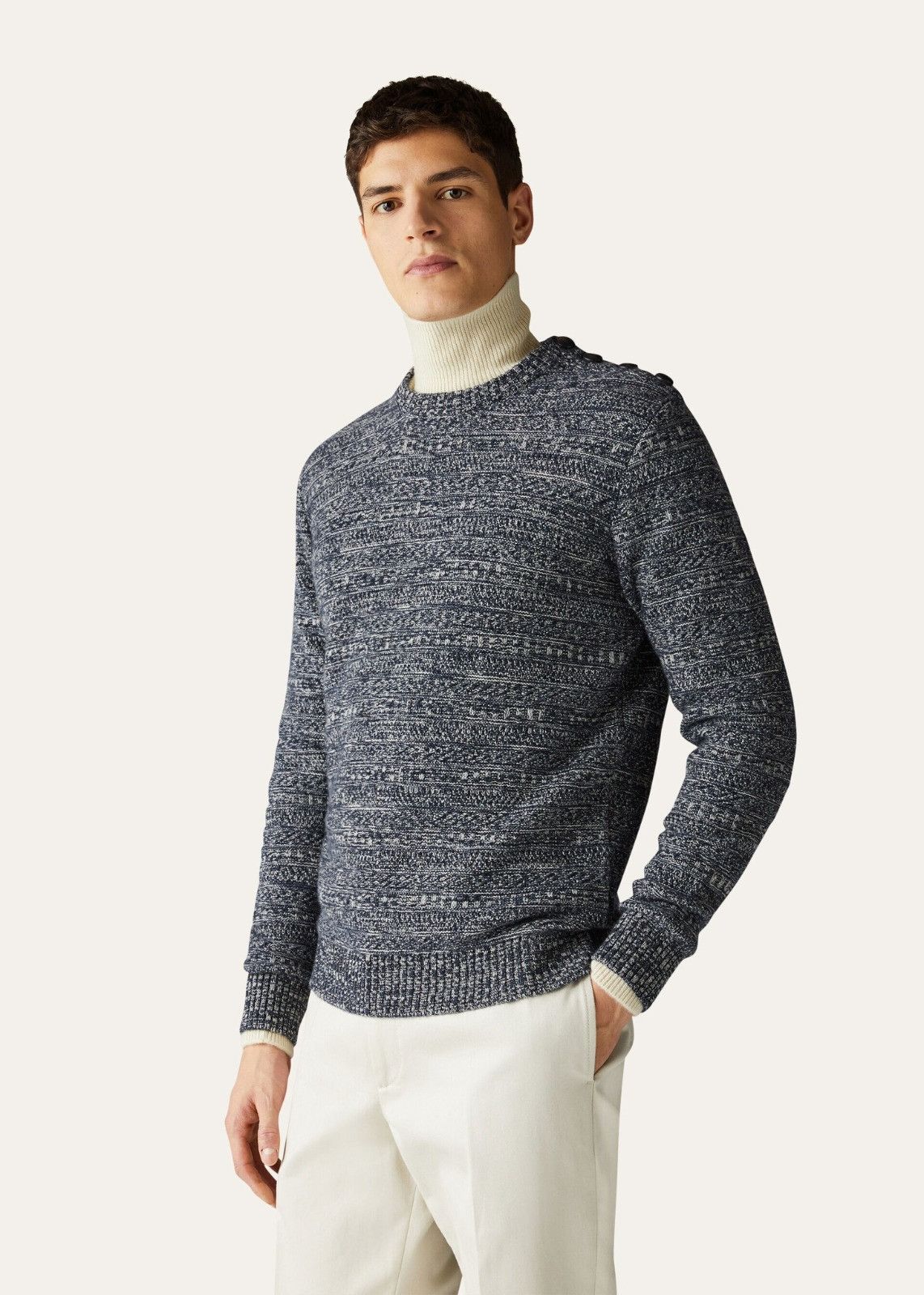 Loro Piana o1srvl11e1224 Girocollo Crewneck Cashmere Sweater in Grey Size US XL / EU 56 / 4 - 5 Thumbnail