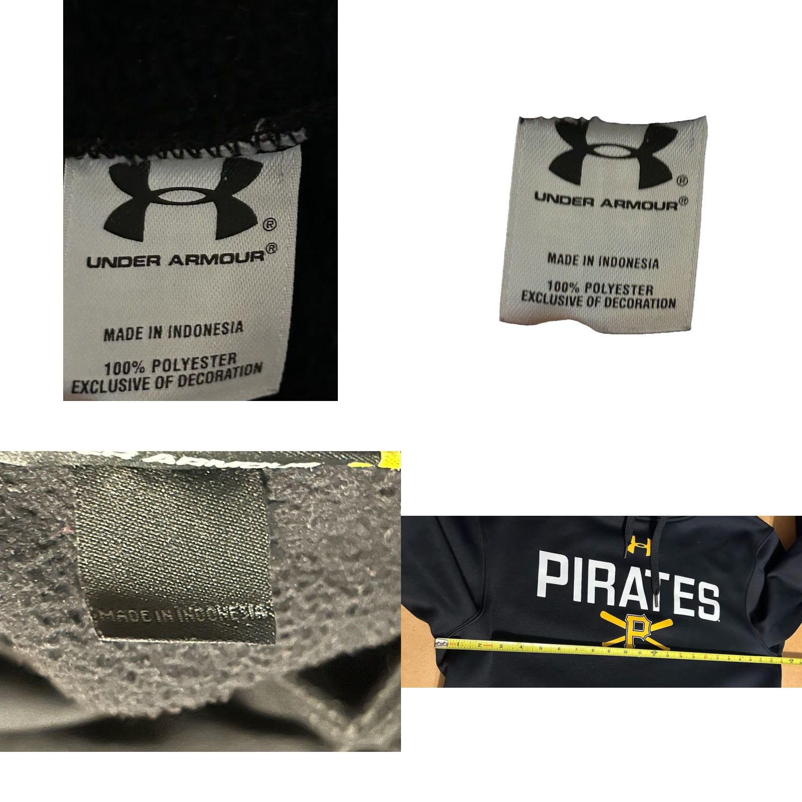 Under Armour Pittsburgh Pirates Under Armour Hoodie Adult Medium Black Drawstring Hooded Zip Pullover Logo MLB Branded Worn 2015 Size US M / EU 48-50 / 2 - 9 Thumbnail